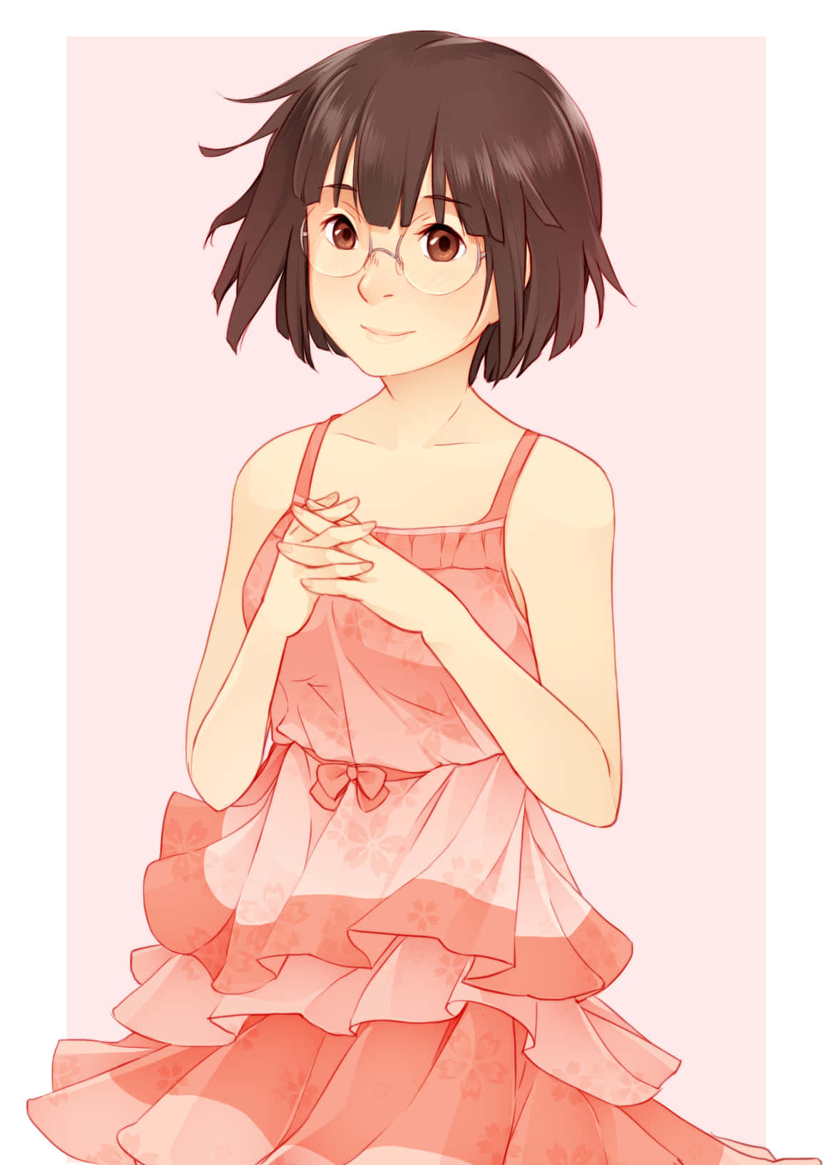 Anri Sonohara, short brown hair, glasses, HD Phone Wallpaper