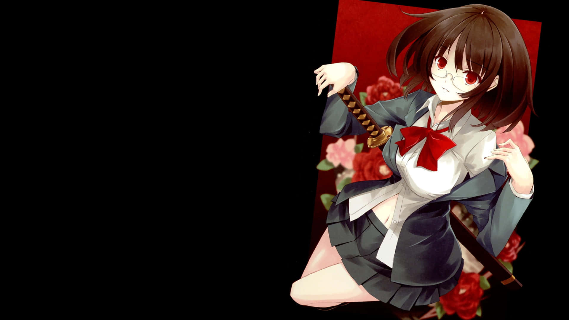 Anri Sonohara, school uniform, katana, Full HD Desktop Wallpaper