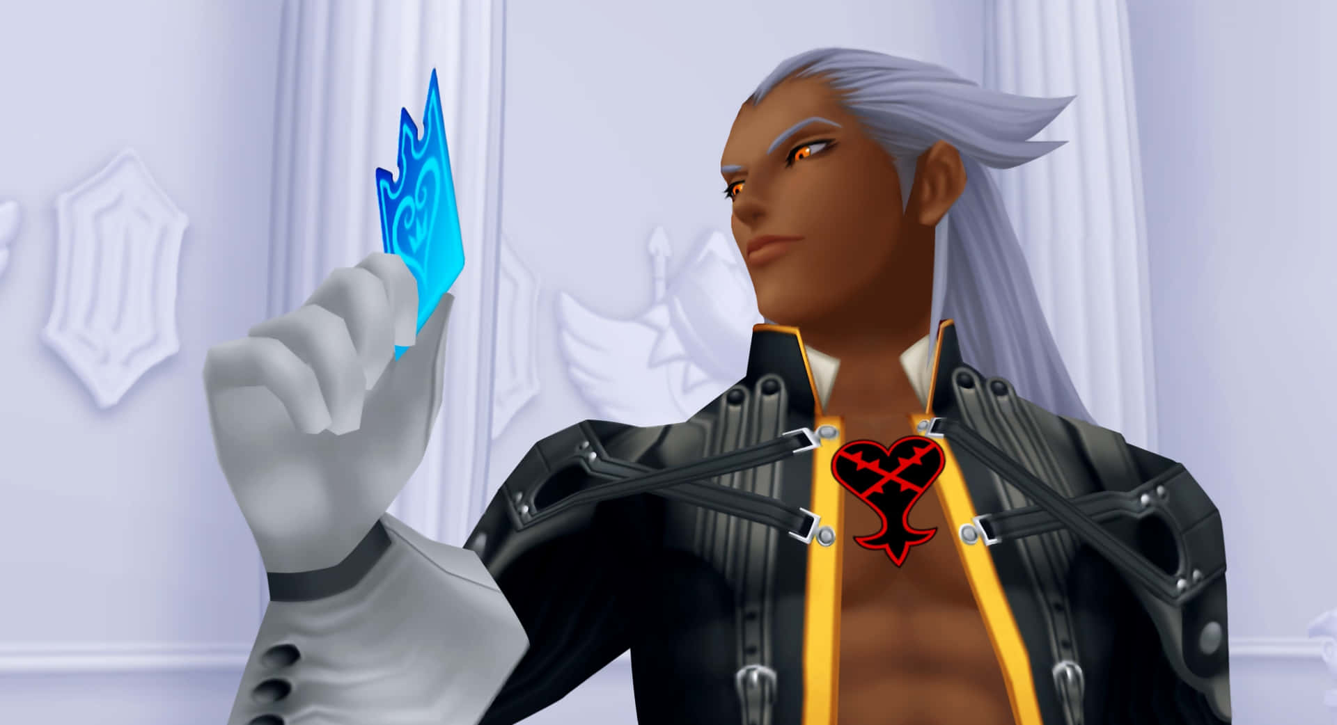 Ansem Seeker of Darkness, silver-haired, black and gold outfit, Full HD Desktop Wallpaper