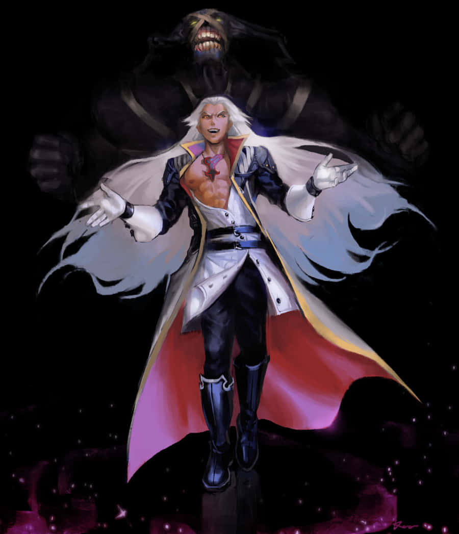 Ansem Seeker of Darkness, white-haired anime warrior, flowing cape, SD Phone Wallpaper