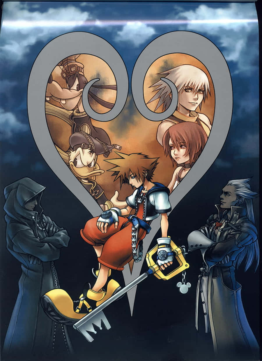 Ansem Seeker of Darkness, keyblade-wielding characters, stormy sky, SD Phone Wallpaper