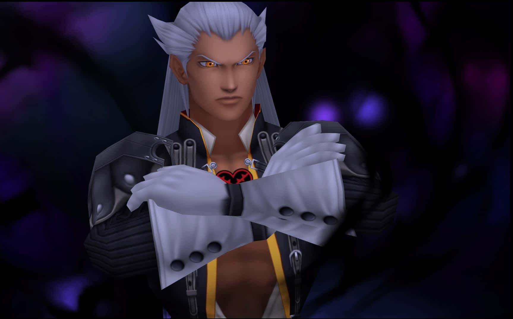 Ansem Seeker of Darkness, silver hair, glowing orange eyes, HD Desktop Wallpaper