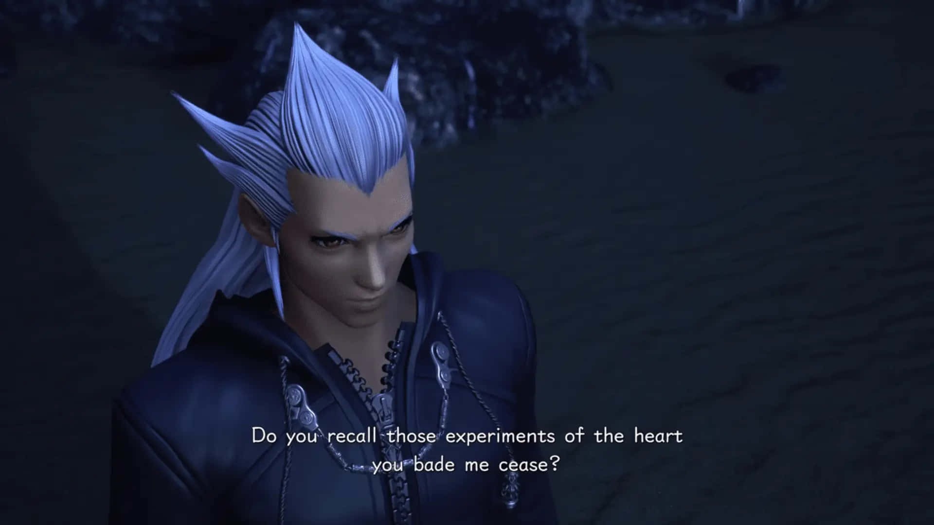 Ansem Seeker of Darkness, spiky blue hair, dark clothing, Full HD Desktop Wallpaper