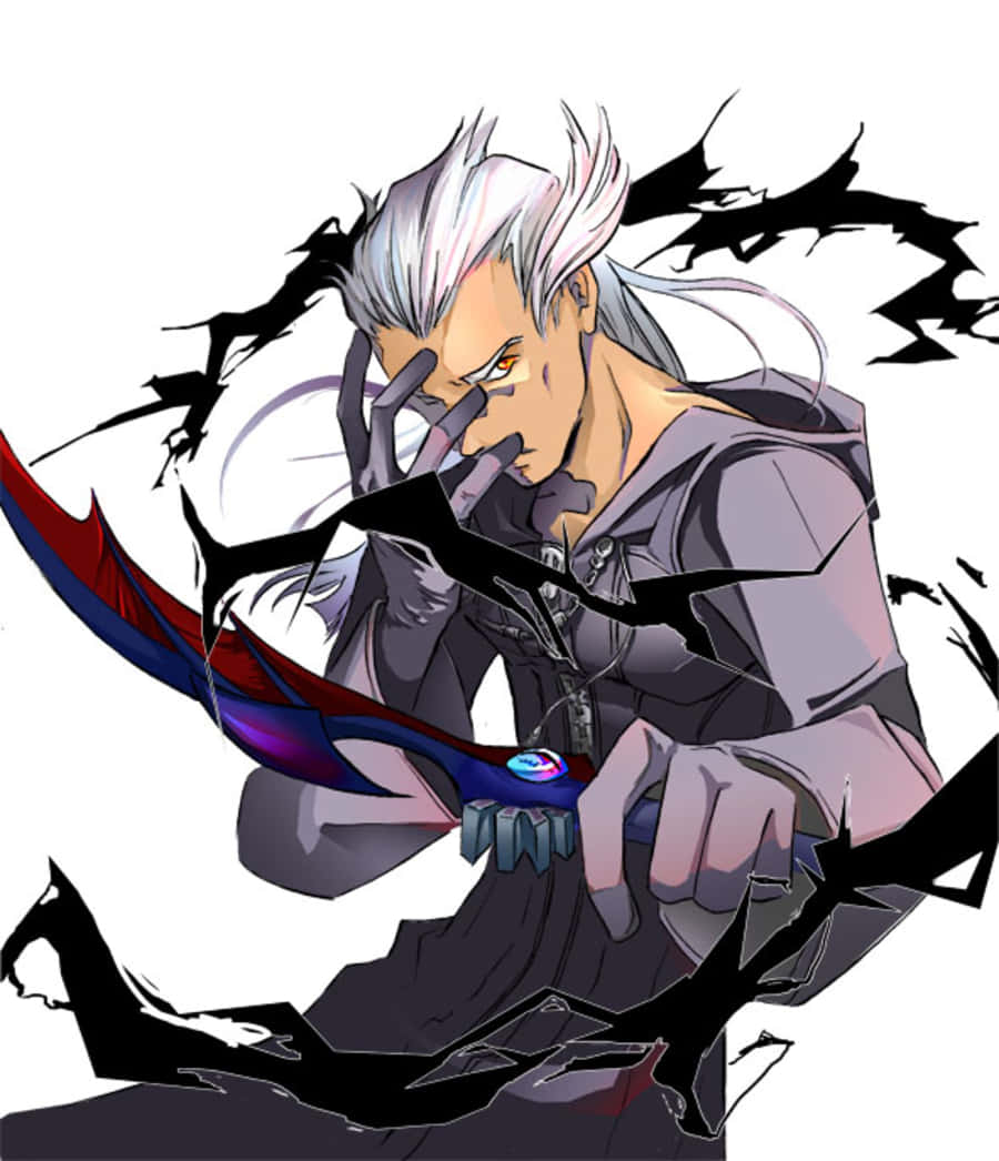 Ansem Seeker Of Darkness, silver-haired, glowing sword, SD Phone Wallpaper