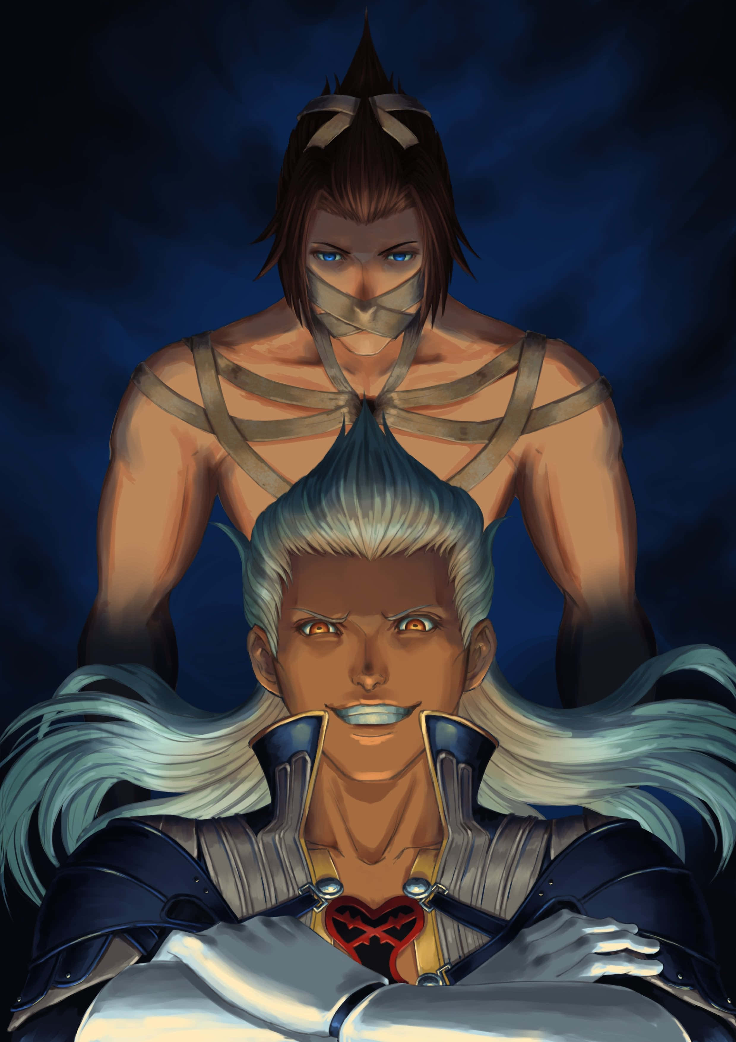 Ansem Seeker of Darkness, silver hair, heart emblem, 2K Phone Wallpaper