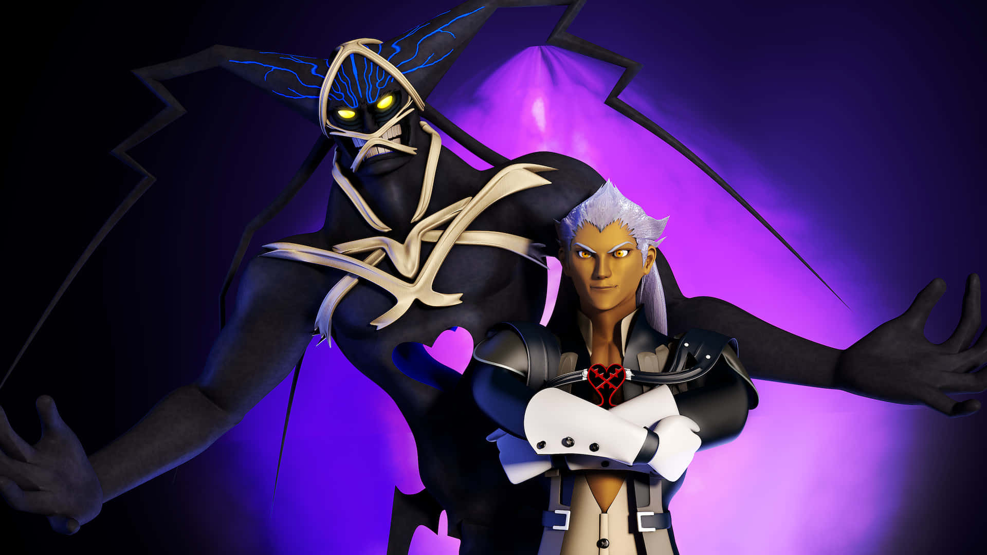 Ansem Seeker of Darkness, glowing yellow eyes, black wings, Full HD Desktop Wallpaper