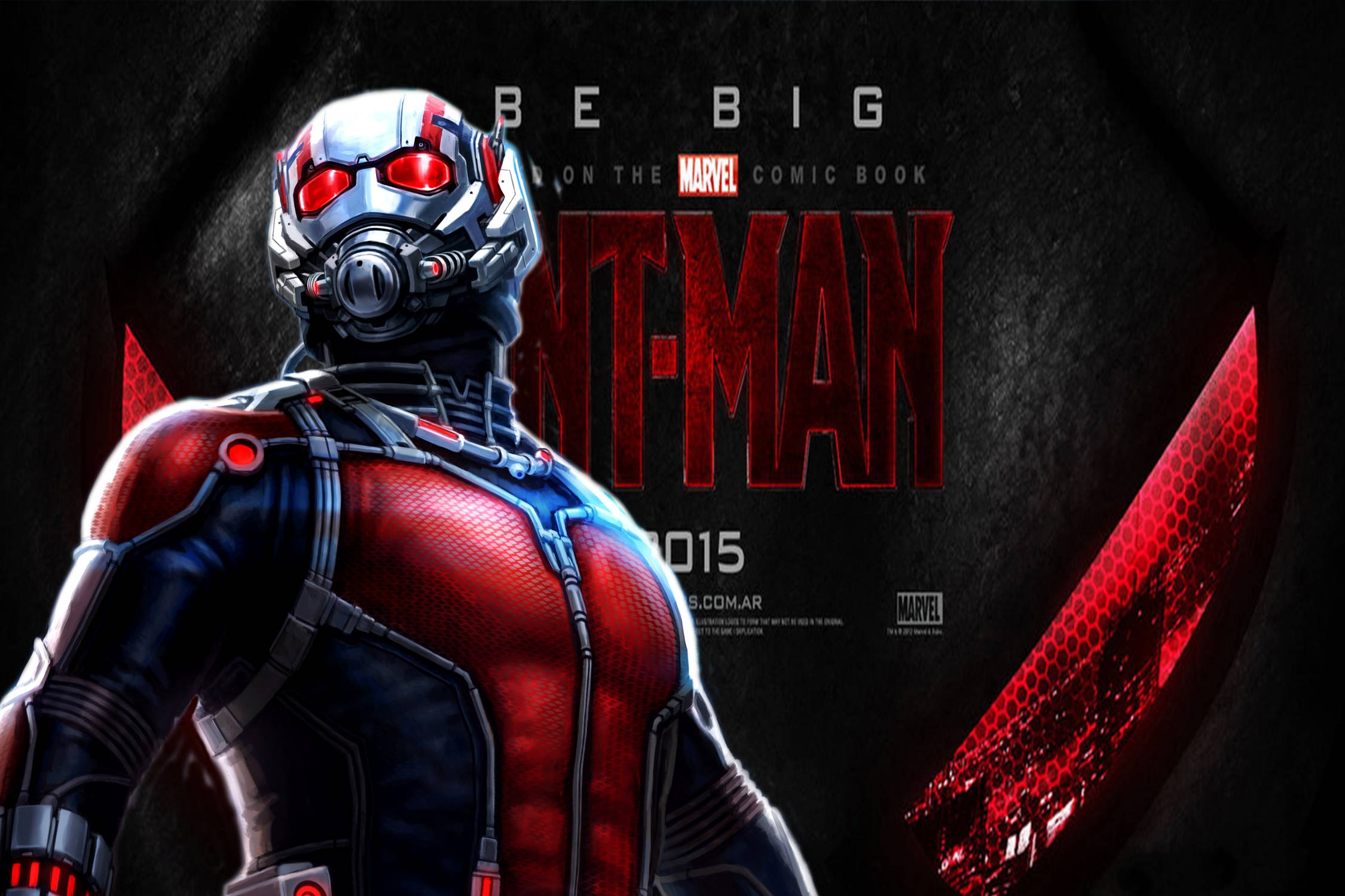Ant-Man, red and black suit, glowing red eyes, Full HD Desktop Wallpaper