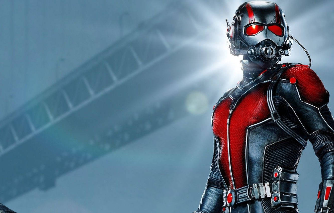 Ant-Man, red and black suit, hazy urban backdrop, HD Desktop Wallpaper