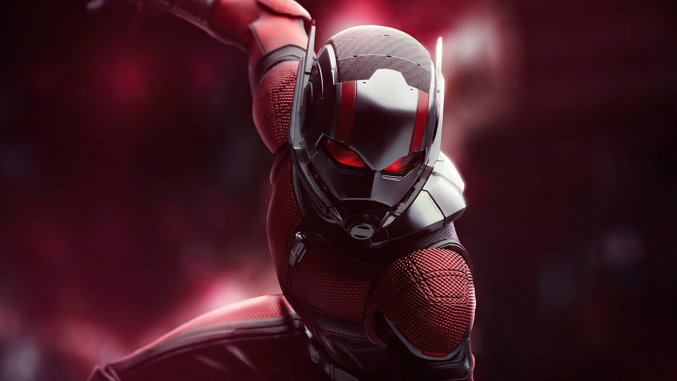 Ant Man, red and black armored suit, glowing red eyes, HD Desktop Wallpaper