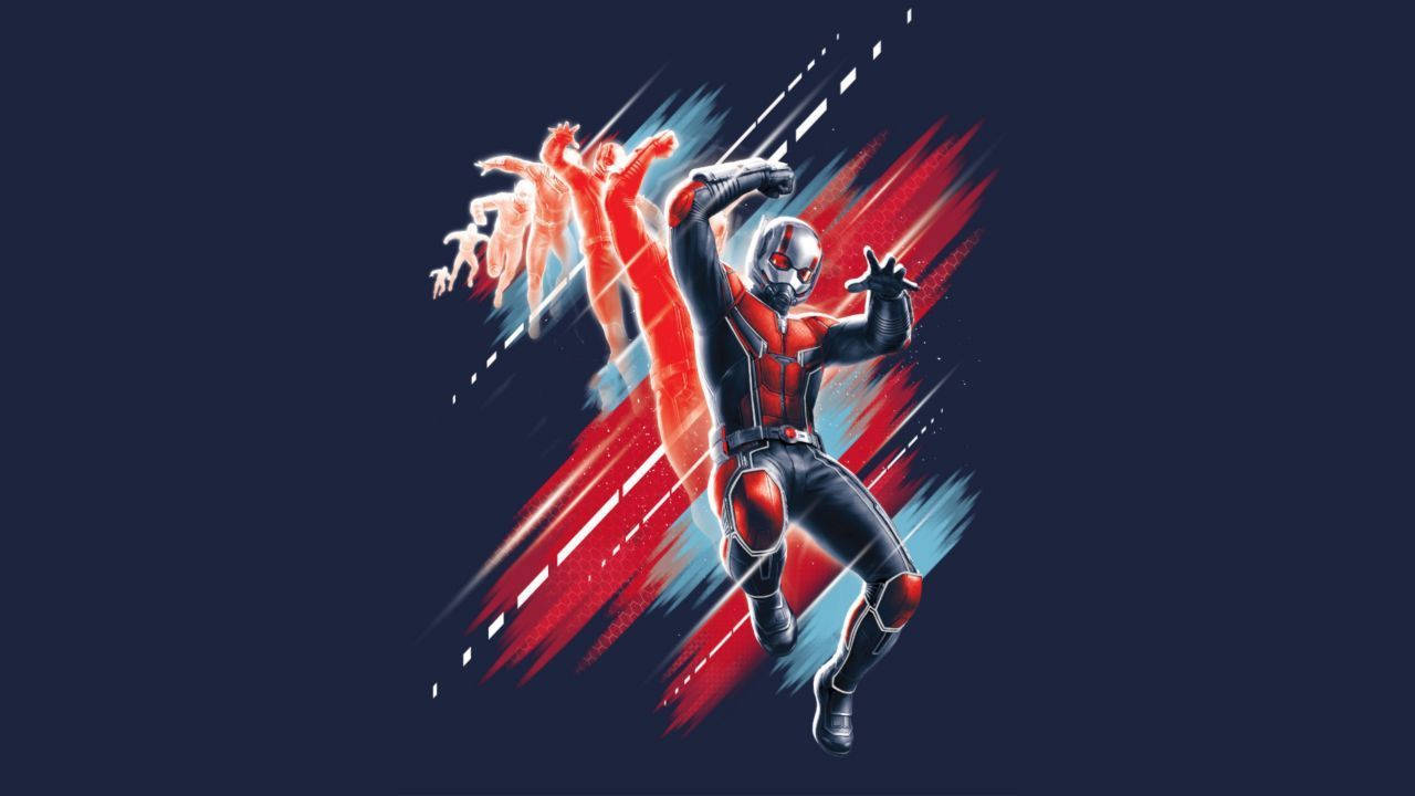 Ant-Man, red and black suit, dark blue background, HD Desktop Wallpaper