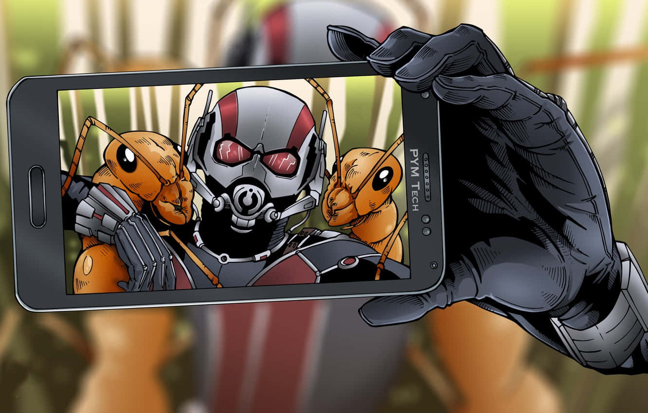 Ant-Man, gloved hand, smartphone, HD Desktop Wallpaper