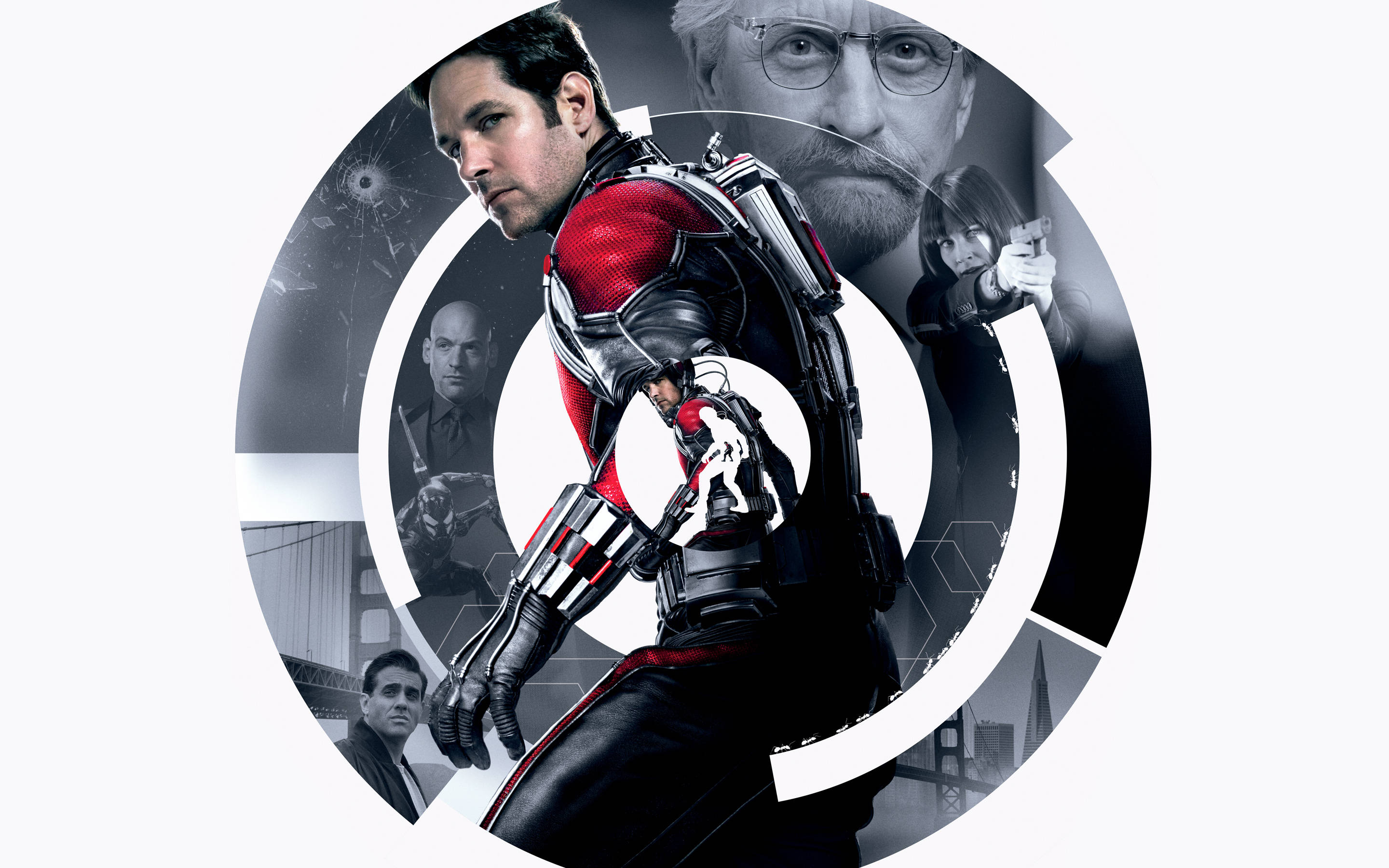 Ant-Man, red and black suit, circular target design, 2K Desktop Wallpaper