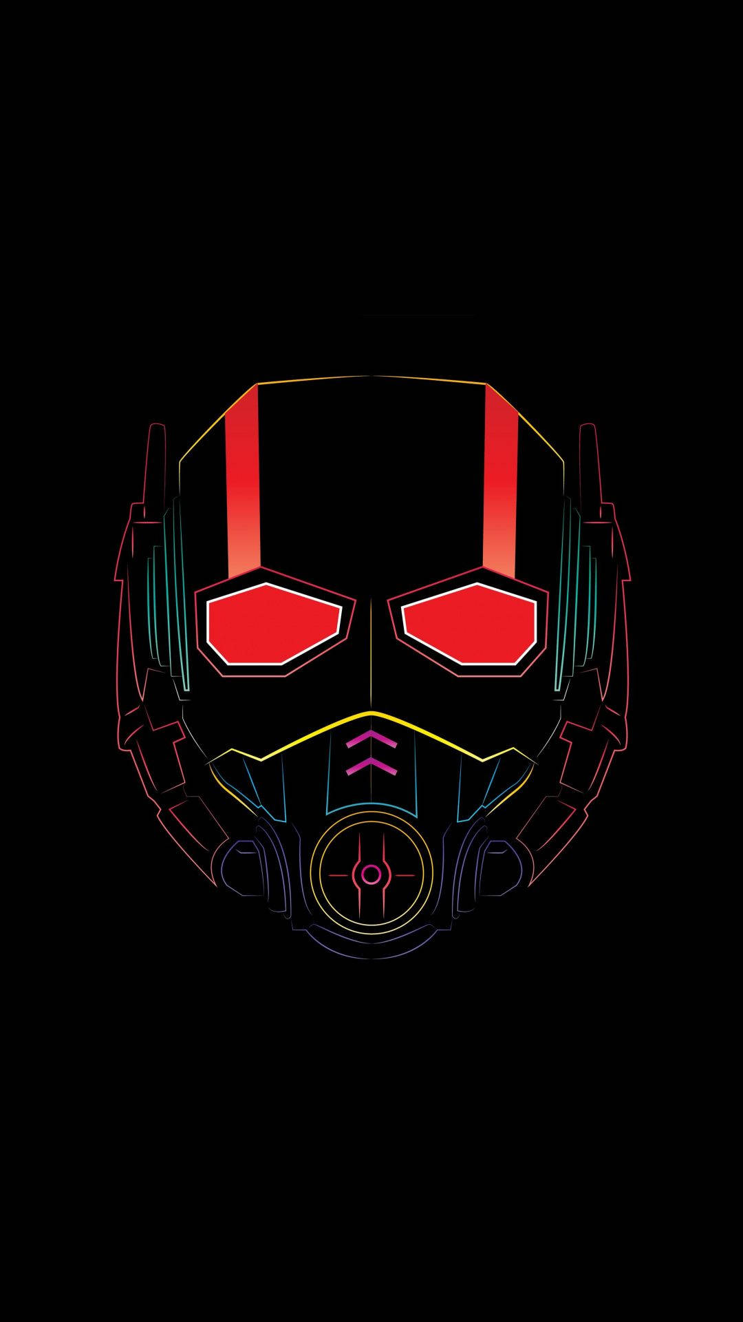 Ant-Man, colorful helmet, glowing neon outline, Full HD Phone Wallpaper