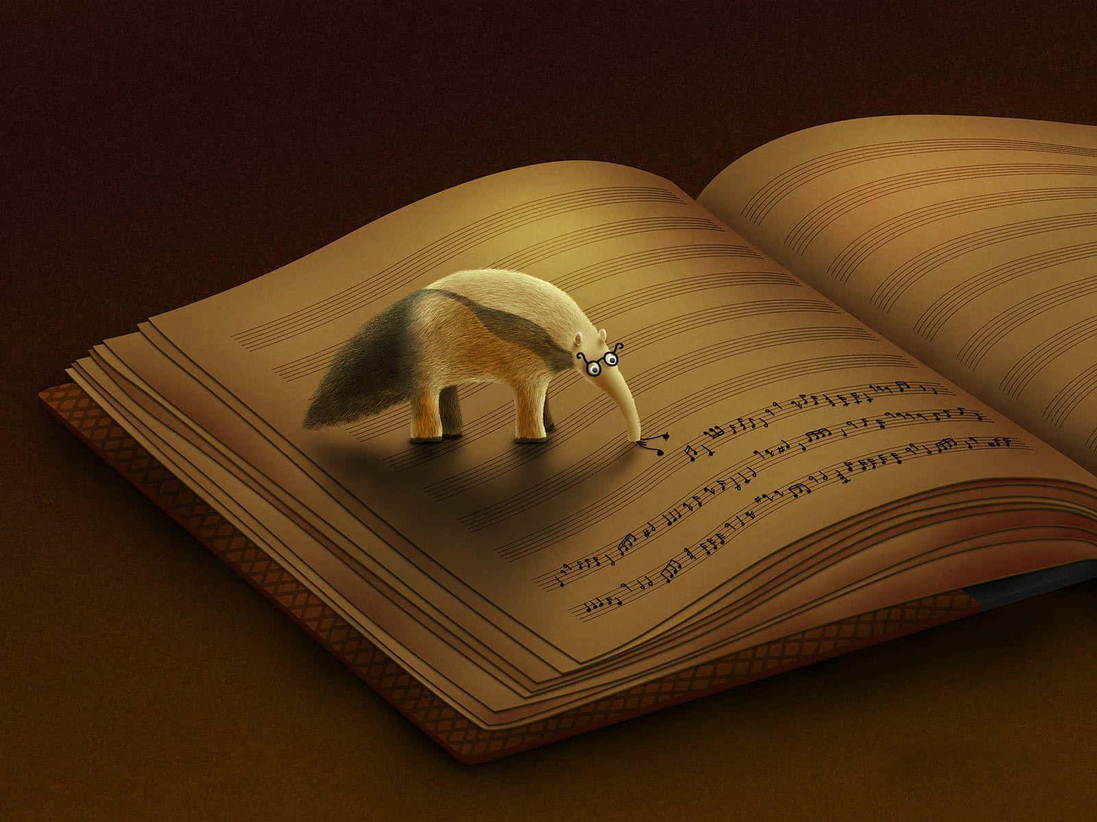 Anteater, musical notes, sheet music book, HD Desktop Wallpaper