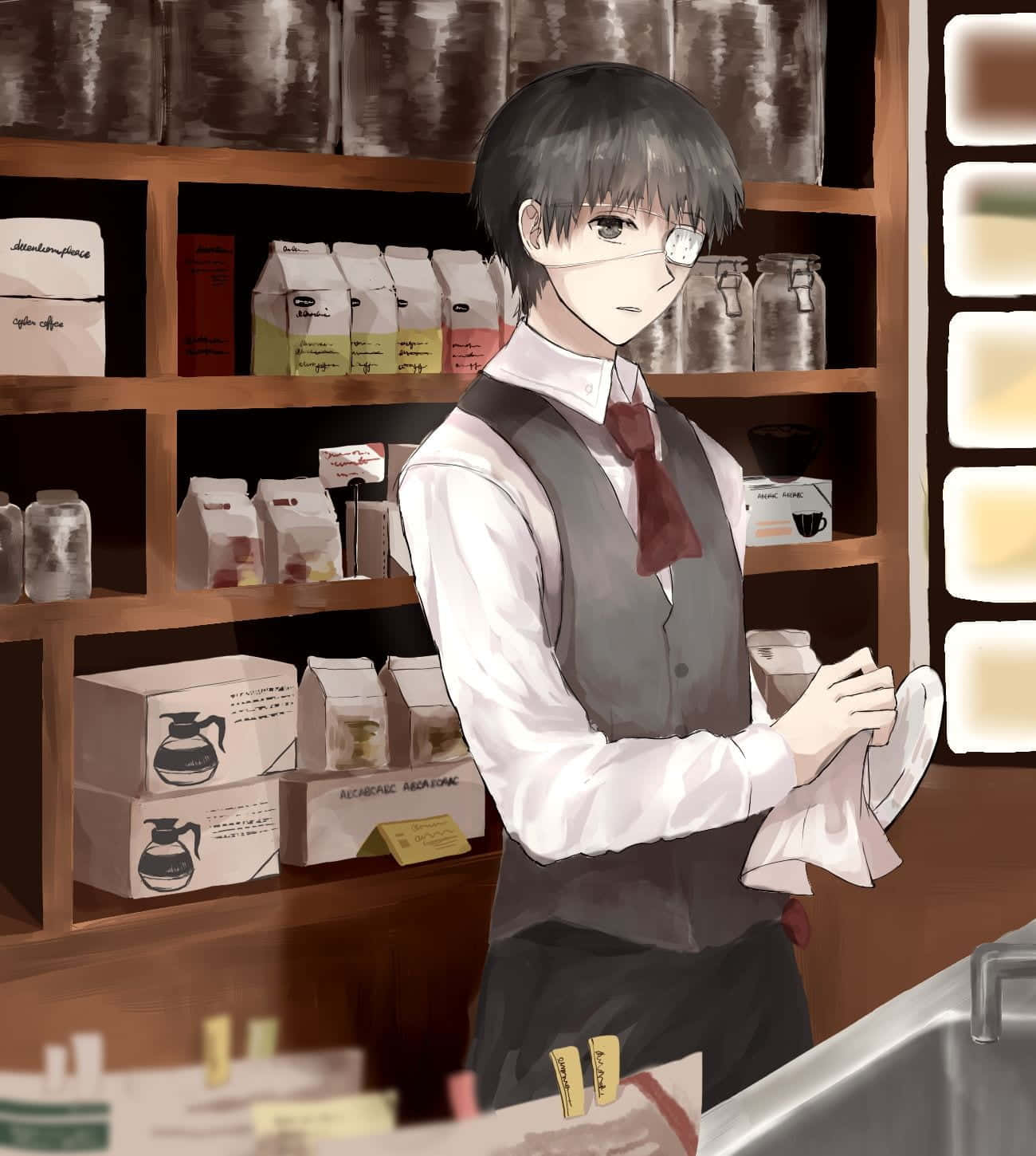 Anteiku, coffee shop, shelves of beans, HD Phone Wallpaper