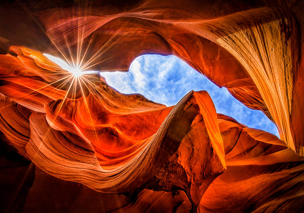 Antelope Canyon, low angle view, sunlight, SD Desktop Wallpaper