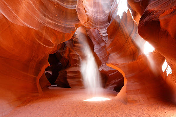 Antelope Canyon, sunlight beams, narrow slot canyon, SD Desktop Wallpaper