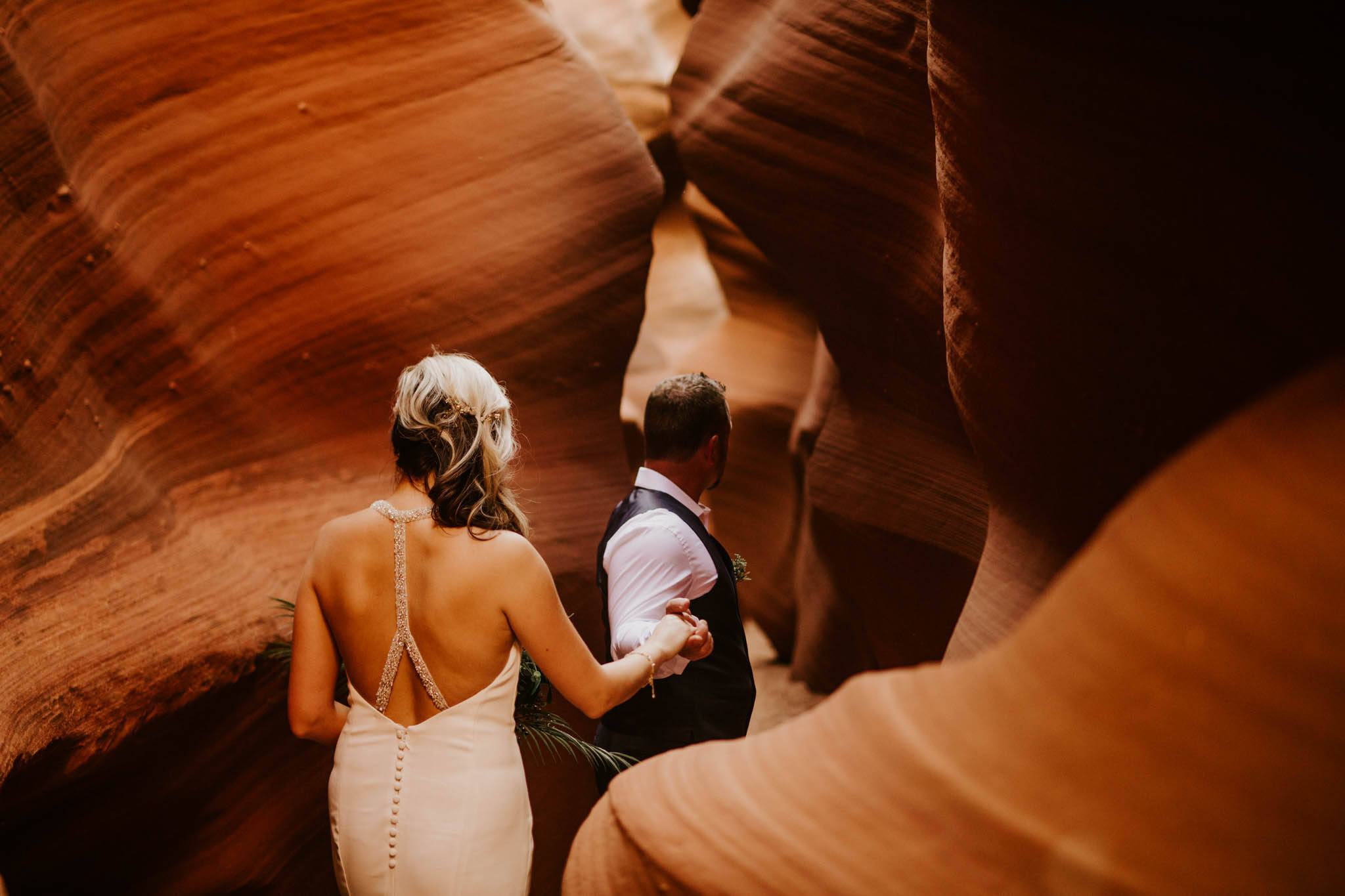 Antelope Canyon, bride, groom, Full HD Desktop Wallpaper