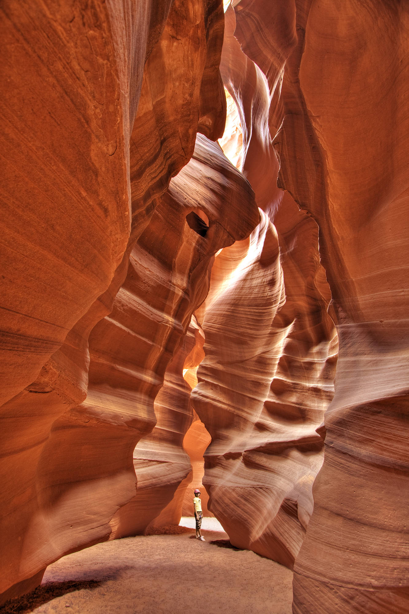Antelope Canyon, smooth orange sandstone walls, narrow slot canyon, Full HD Phone Wallpaper