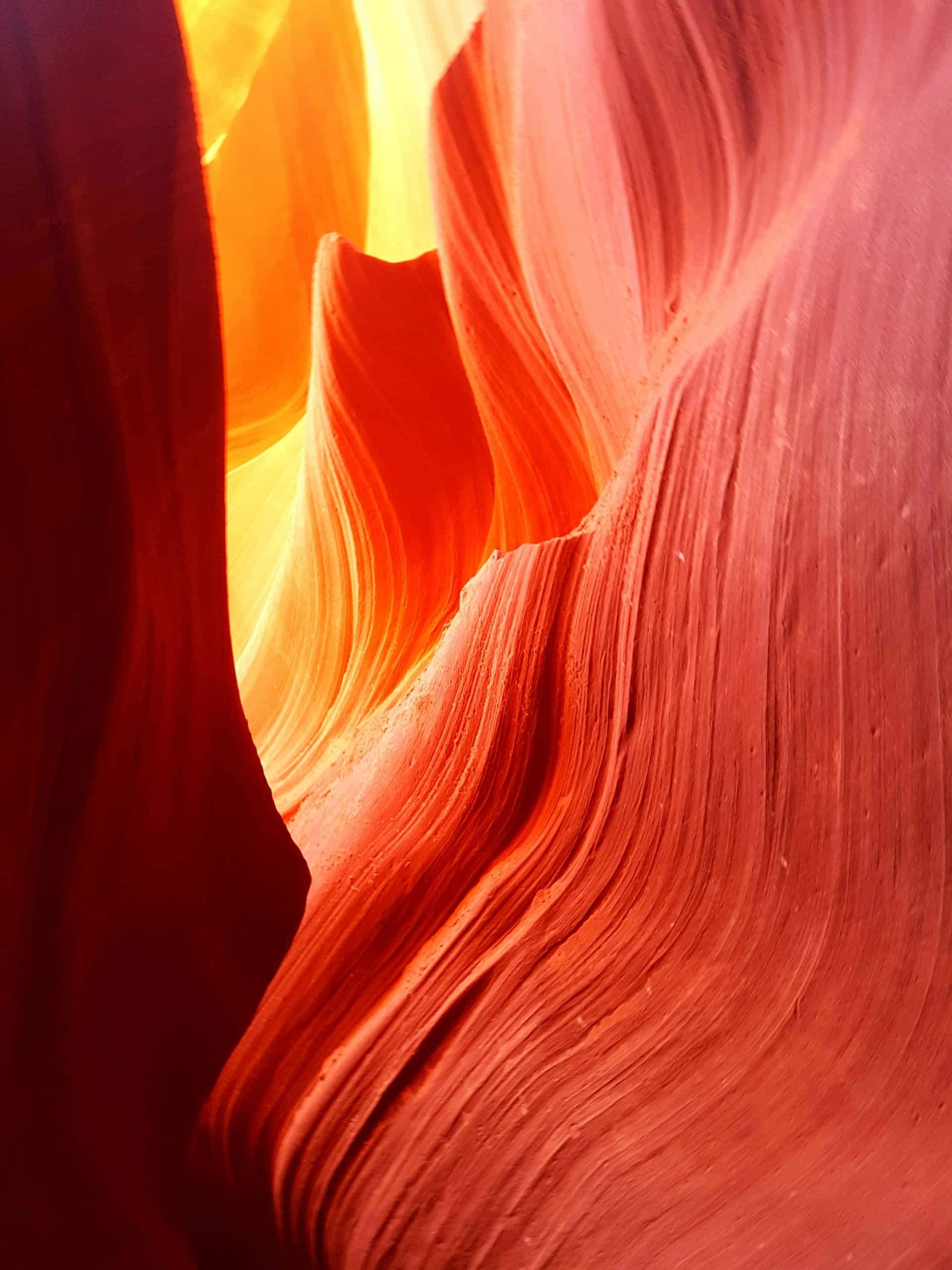 Antelope Canyon, red orange sandstone walls, sunlight, 2K Phone Wallpaper