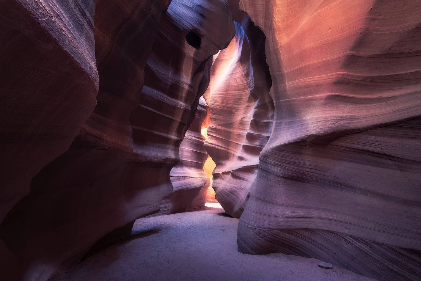 Antelope Canyon, purple shade, sunlight, HD Desktop Wallpaper