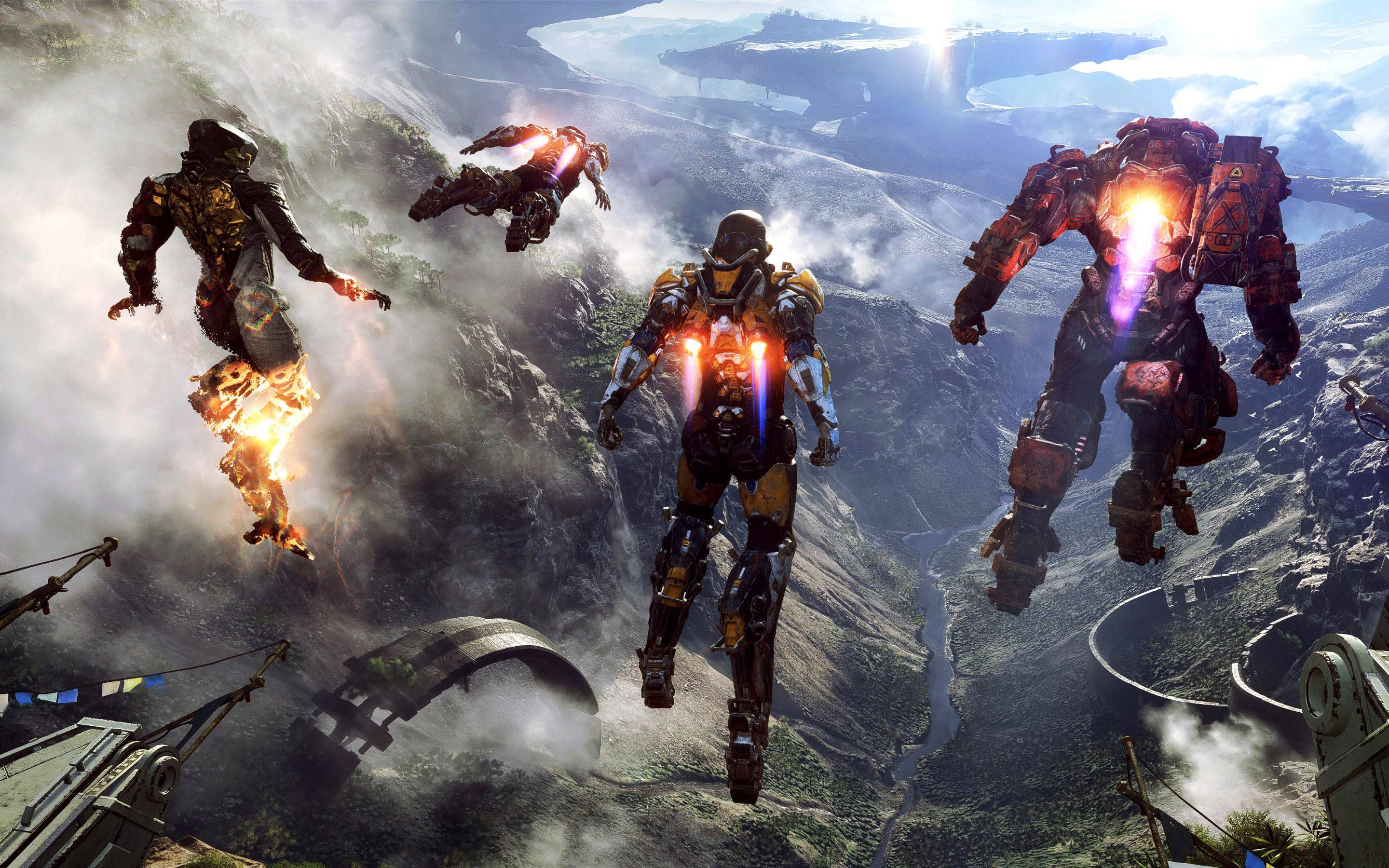Anthem 4K, flying characters, armored warriors, 2K Desktop Wallpaper