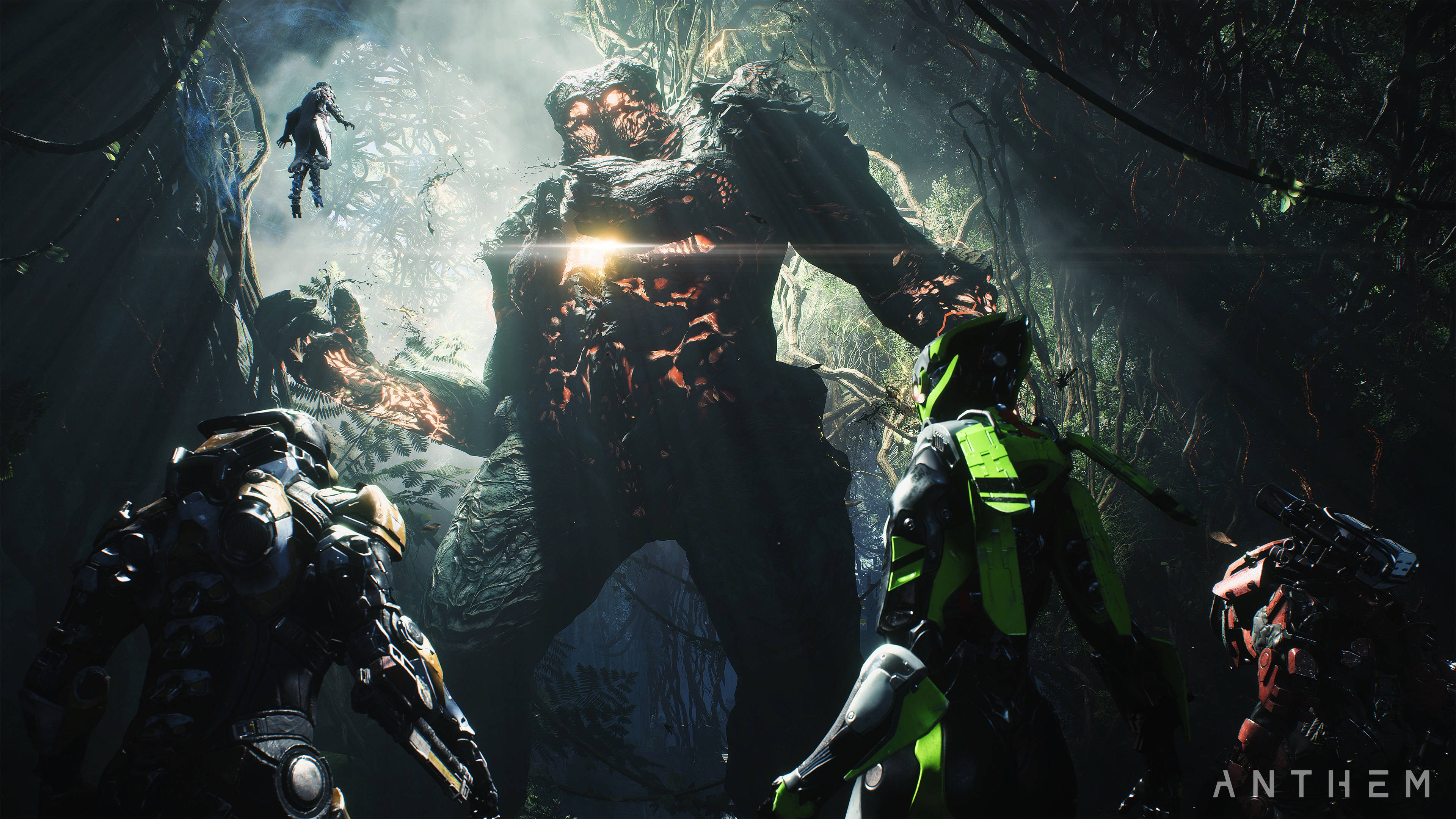 Anthem Game, armored suits, glowing monster, 4K Desktop Wallpaper