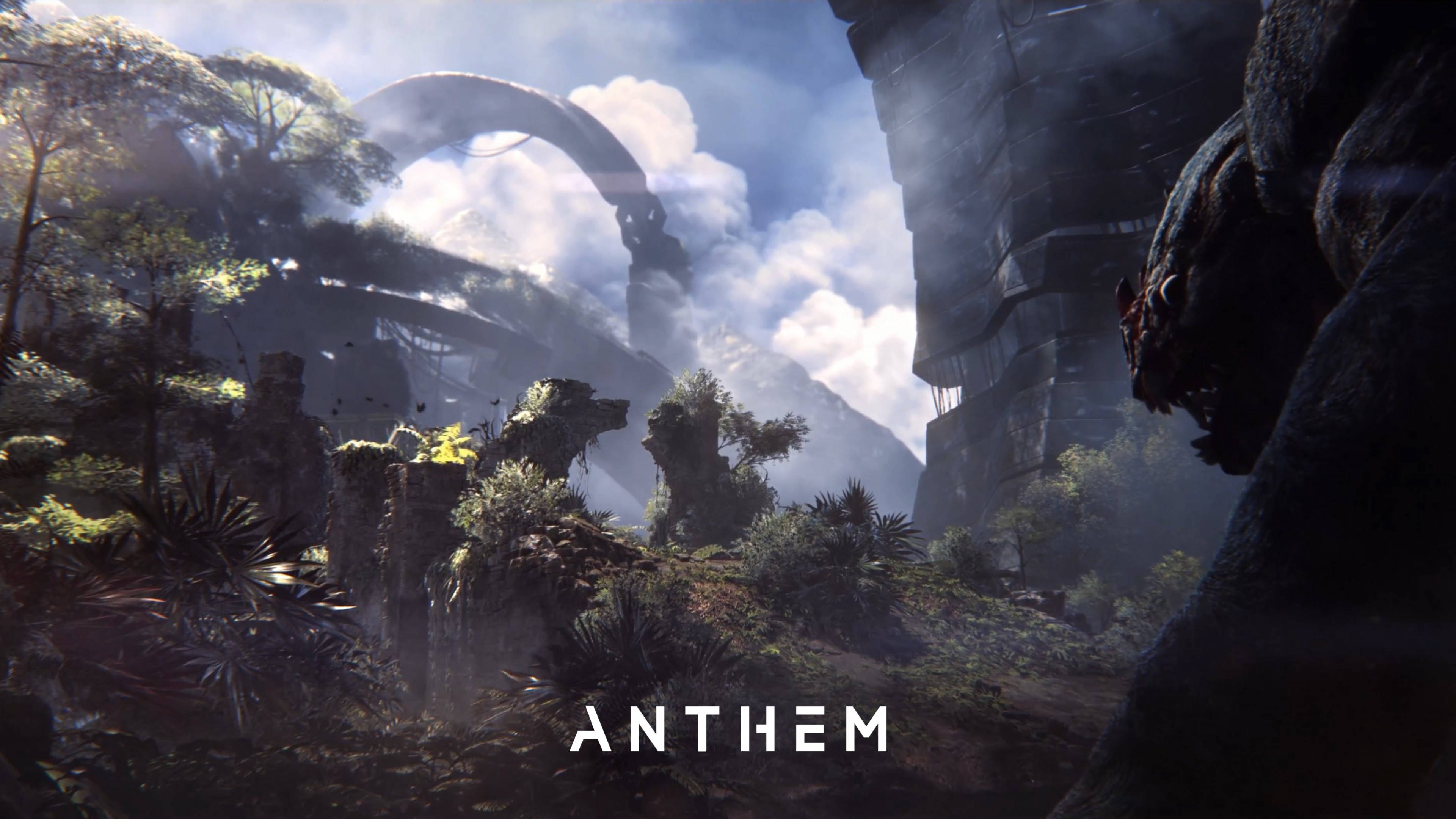 Anthem Game 4K, misty jungle landscape, ancient stone ruins, 4K Desktop Wallpaper