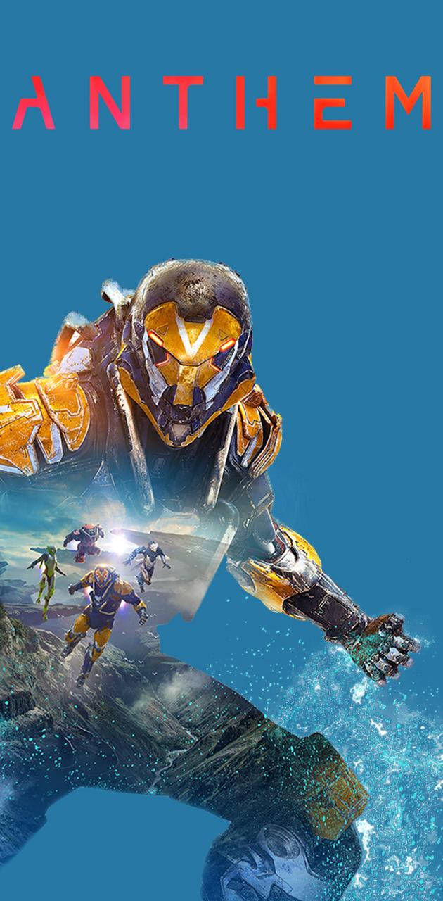 Anthem Phone, futuristic armored warrior, mountainous landscape, HD Phone Wallpaper