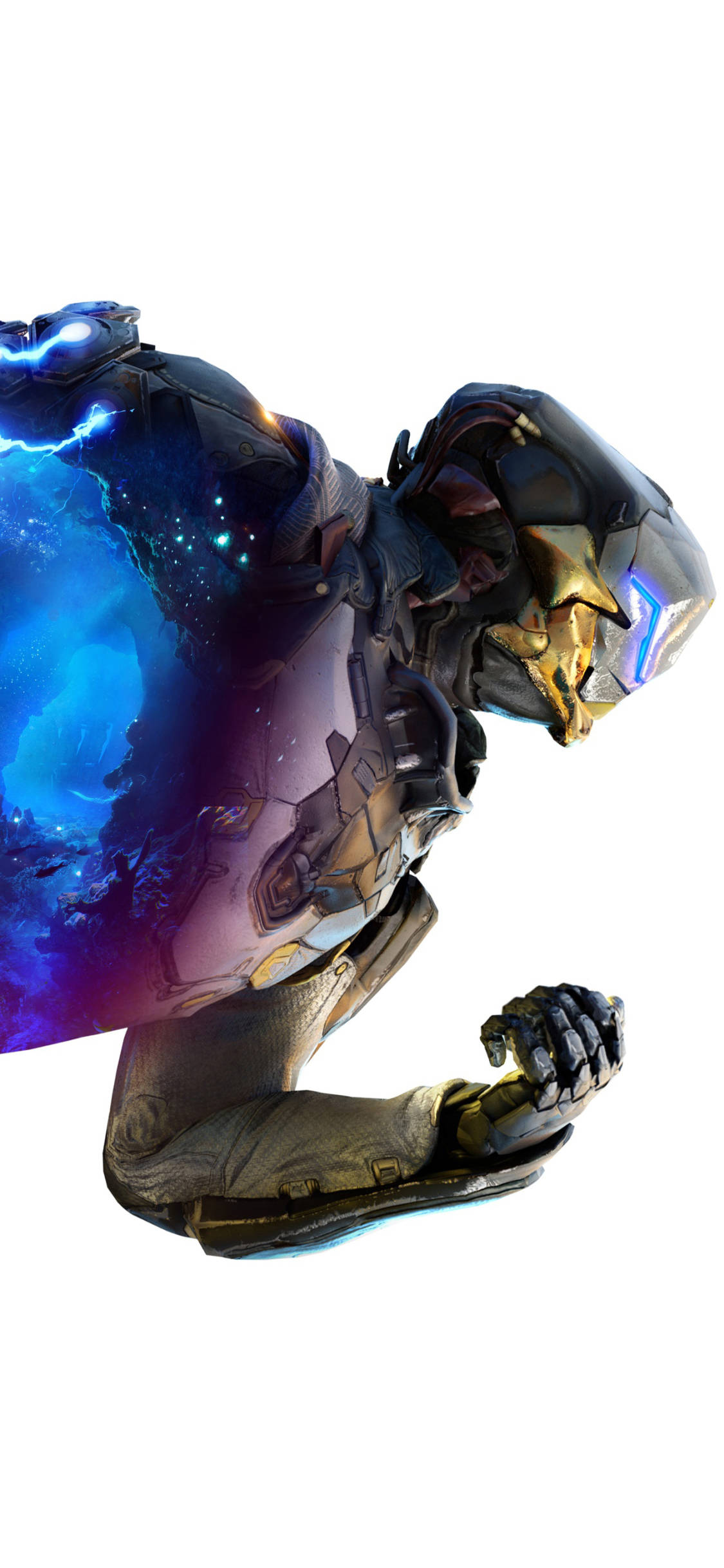 Anthem Phone, futuristic armored figure, cosmic energy, Full HD Phone Wallpaper
