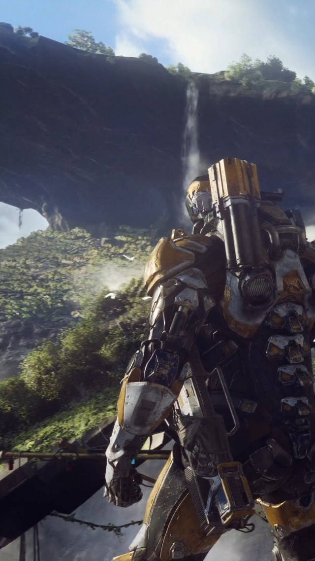 Anthem Phone, soldier, massive cliff, SD Phone Wallpaper