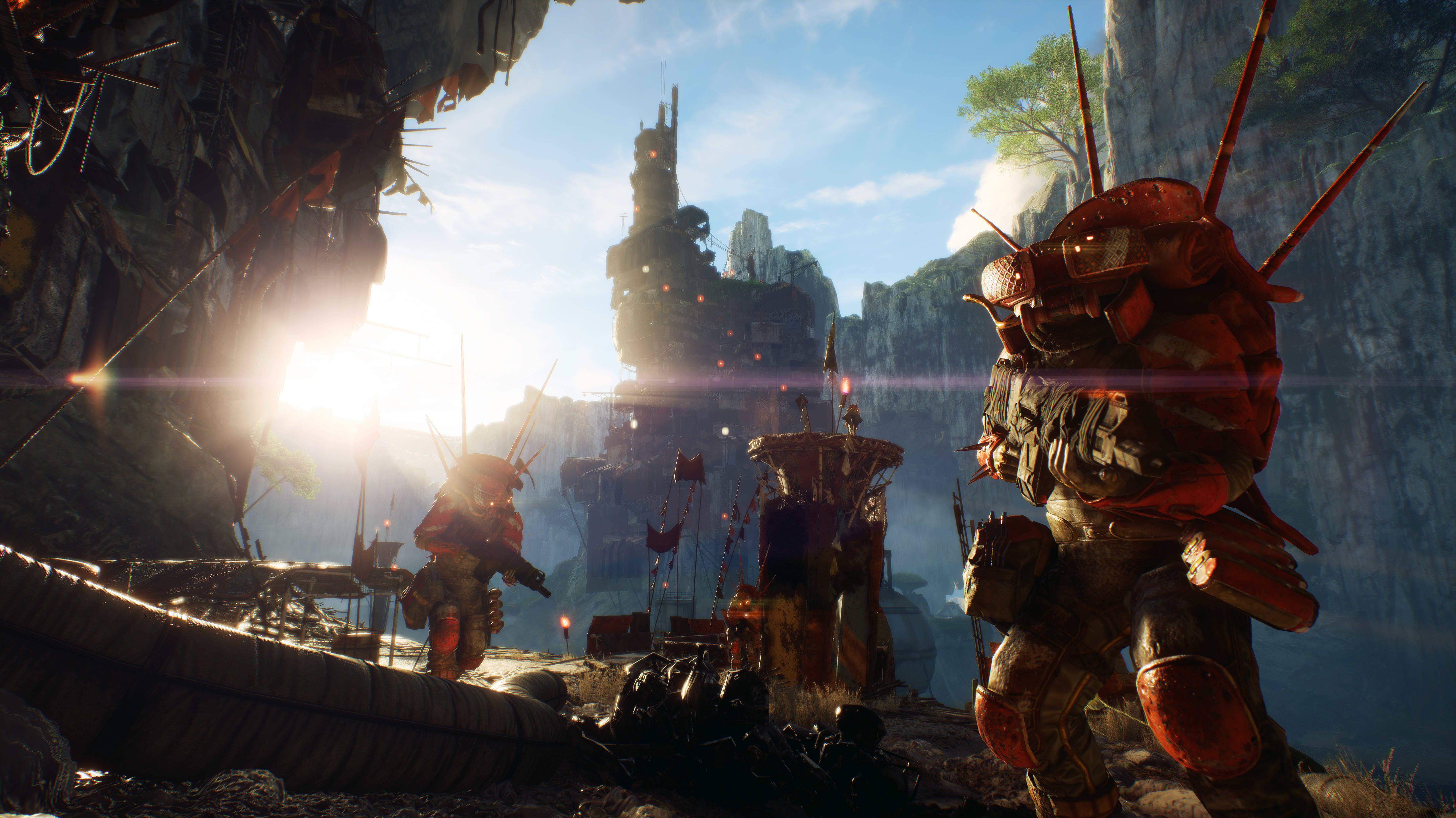 Anthem, red armor, sunlit canyon, 5K Desktop Wallpaper