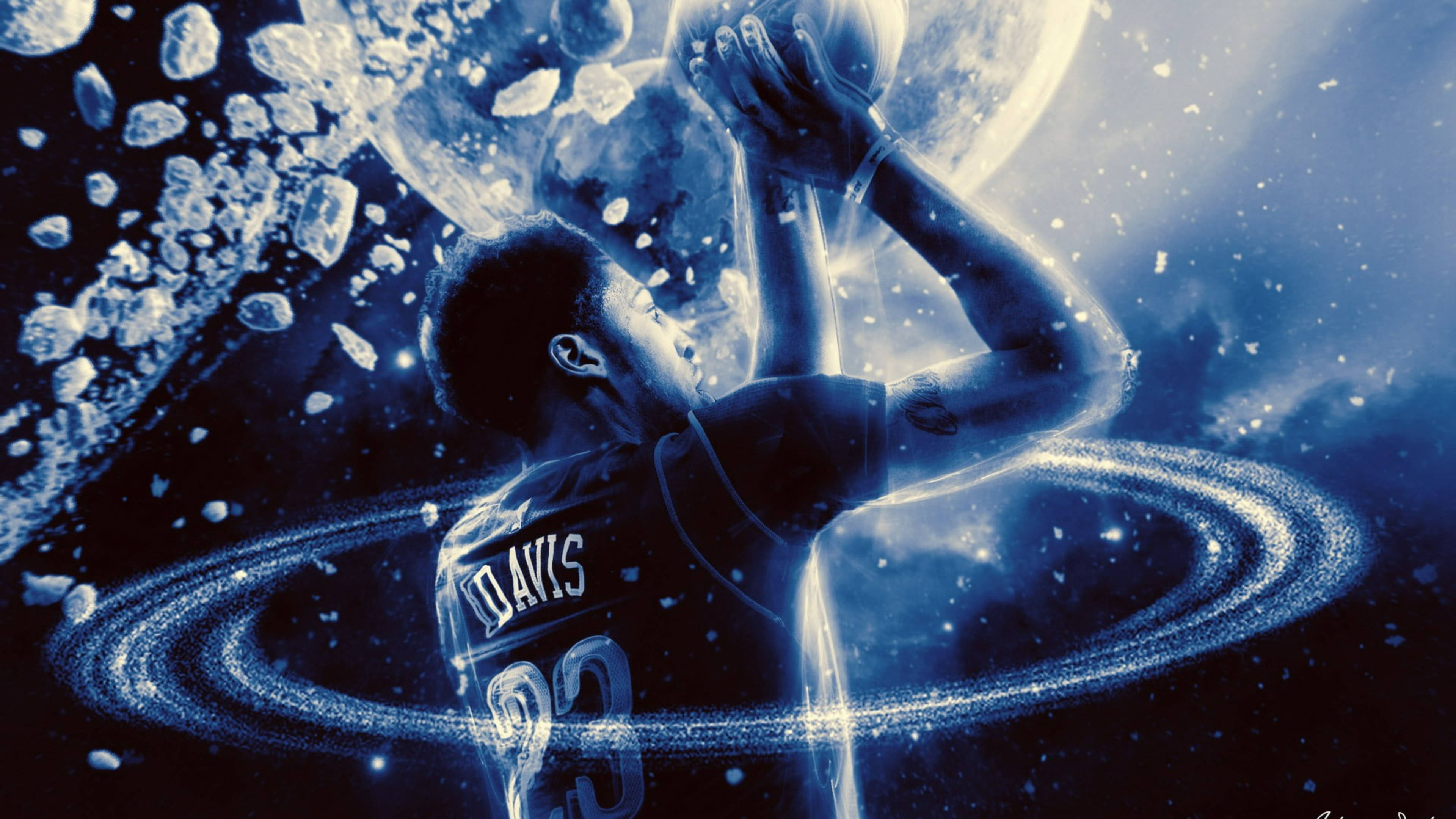 Anthony Davis, Galaxy, blue jersey, 4K Desktop Wallpaper