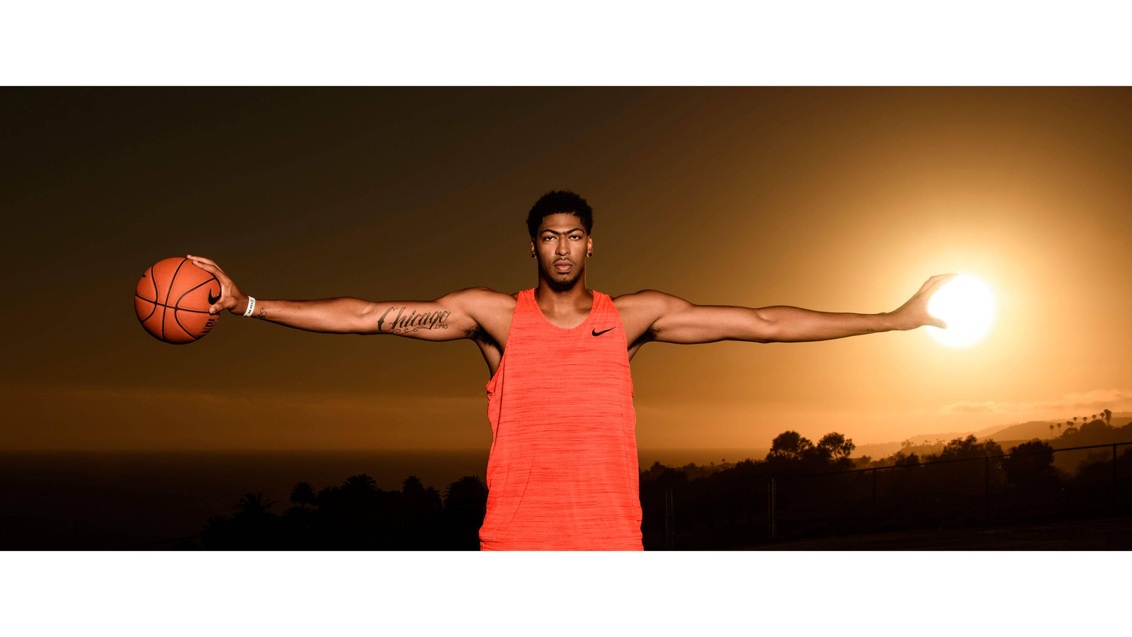 Anthony Davis, orange tank top, basketball player, 4K Desktop Wallpaper