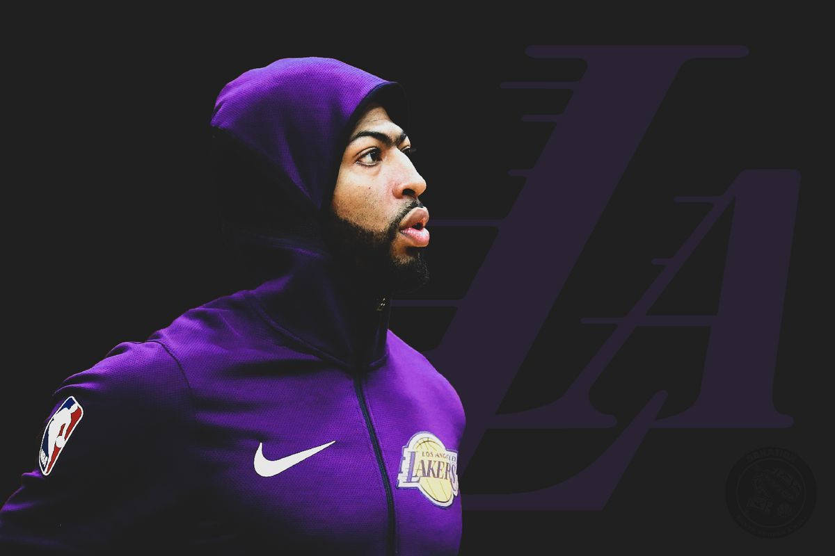 Anthony Davis, purple hoodie, LA logo, SD Desktop Wallpaper