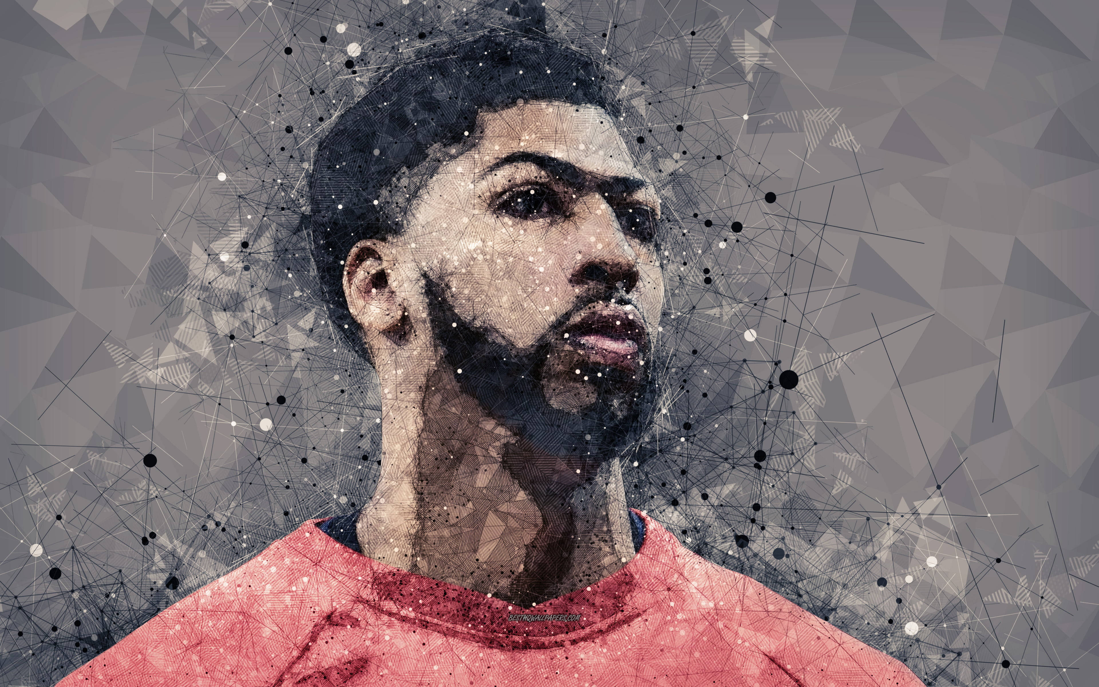 Anthony Davis, geometric gray background, connecting dots and lines, 4K Desktop Wallpaper