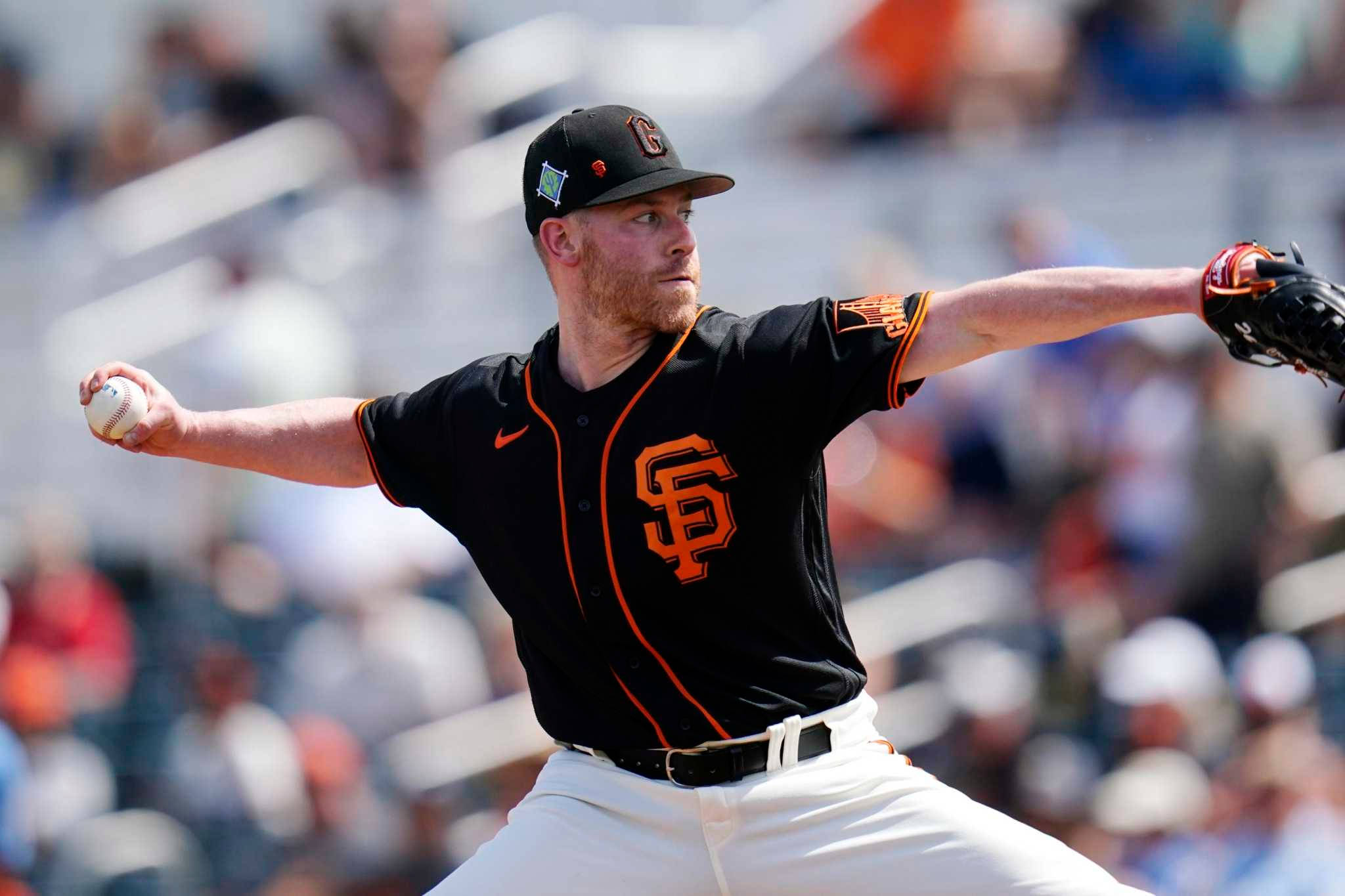 Anthony Desclafani, stable pitching form, black and orange uniform, Full HD Desktop Wallpaper