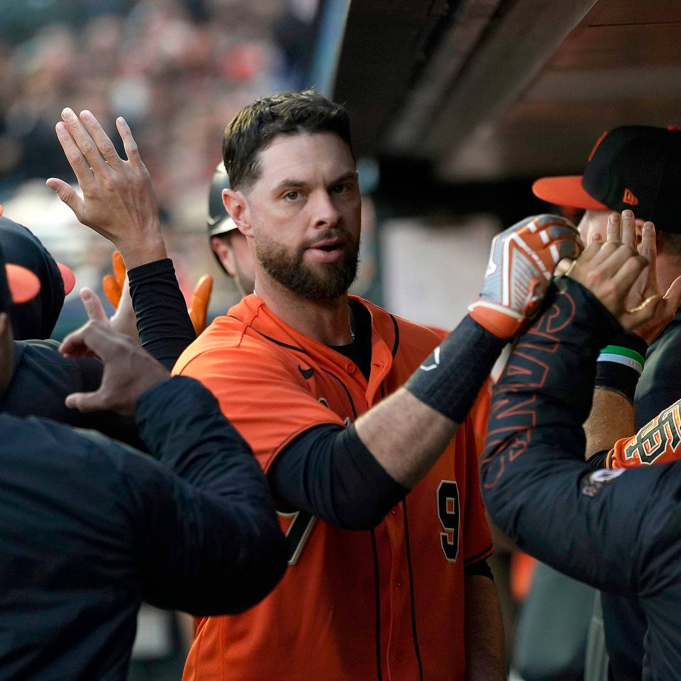 Anthony Desclafani, orange jersey, dugout, HD Desktop Wallpaper