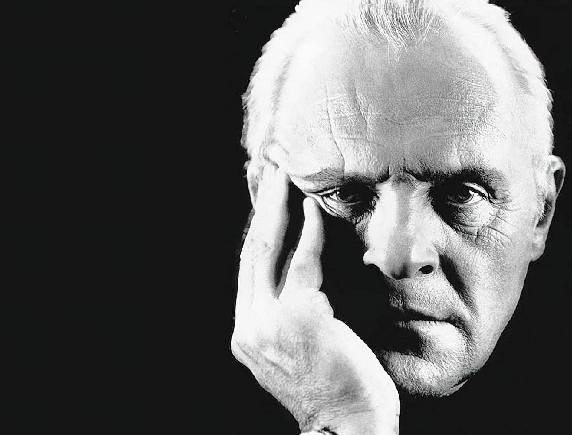 Anthony Hopkins, black and white portrait, elderly man, HD Desktop Wallpaper