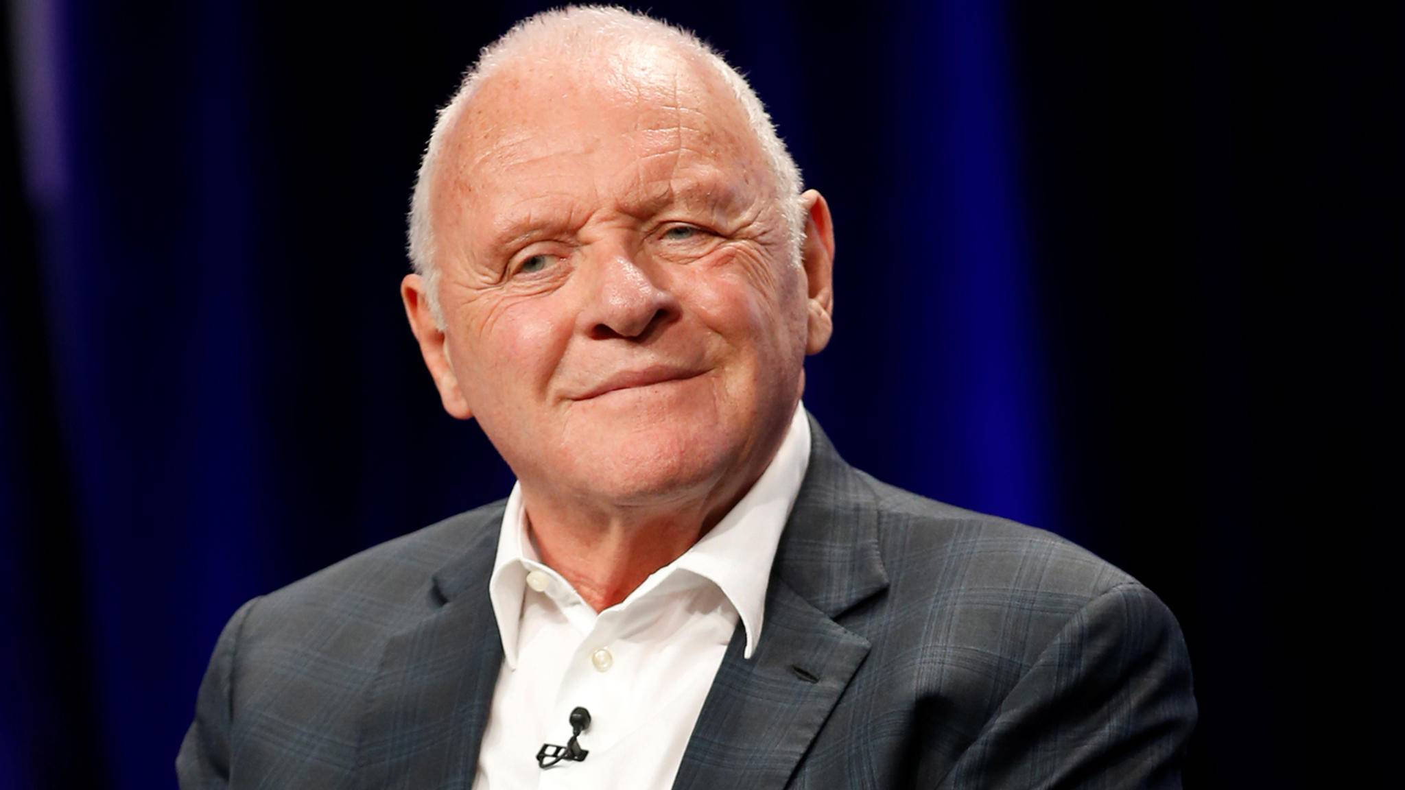 Anthony Hopkins, gray suit, white shirt, Full HD Desktop Wallpaper