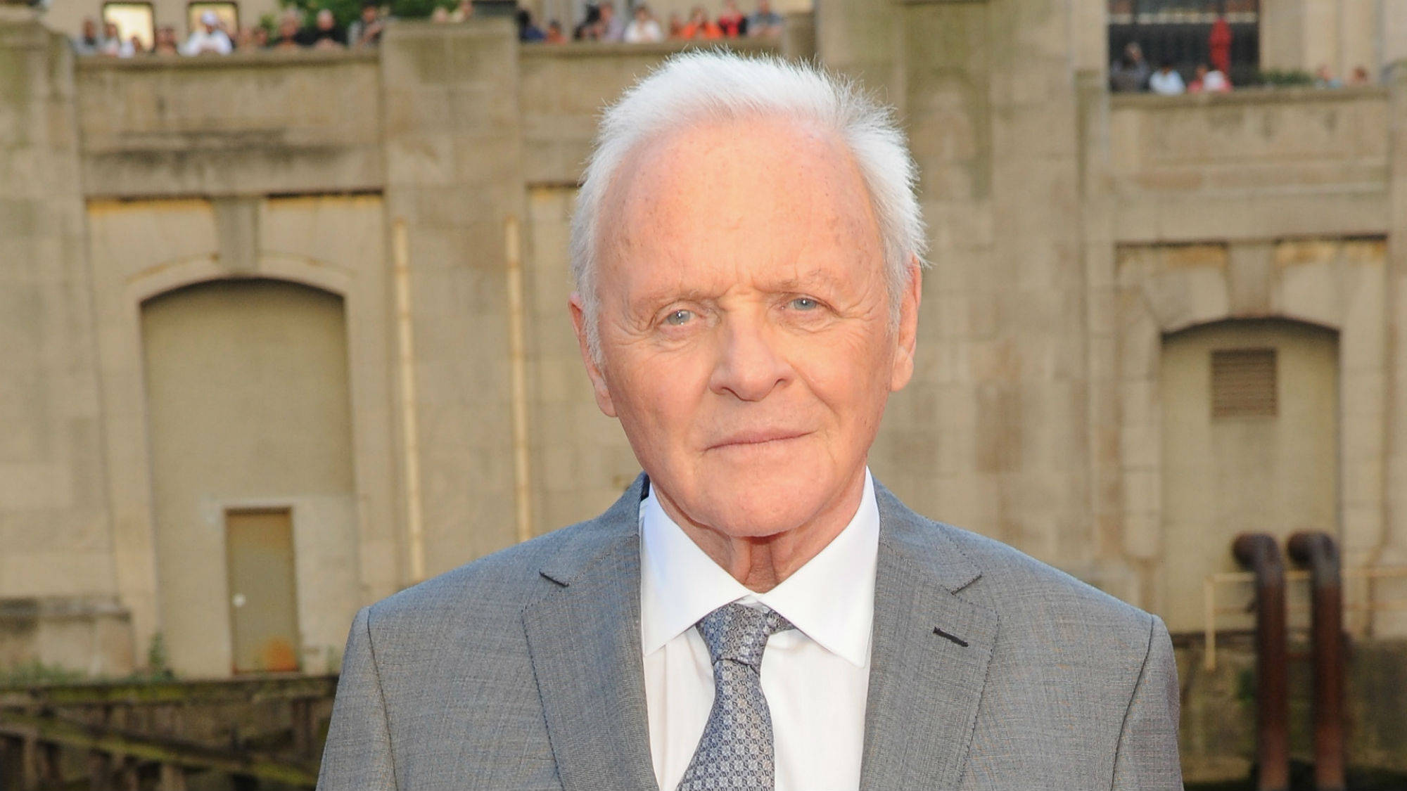 Anthony Hopkins, grey sweater, white hair, Full HD Desktop Wallpaper
