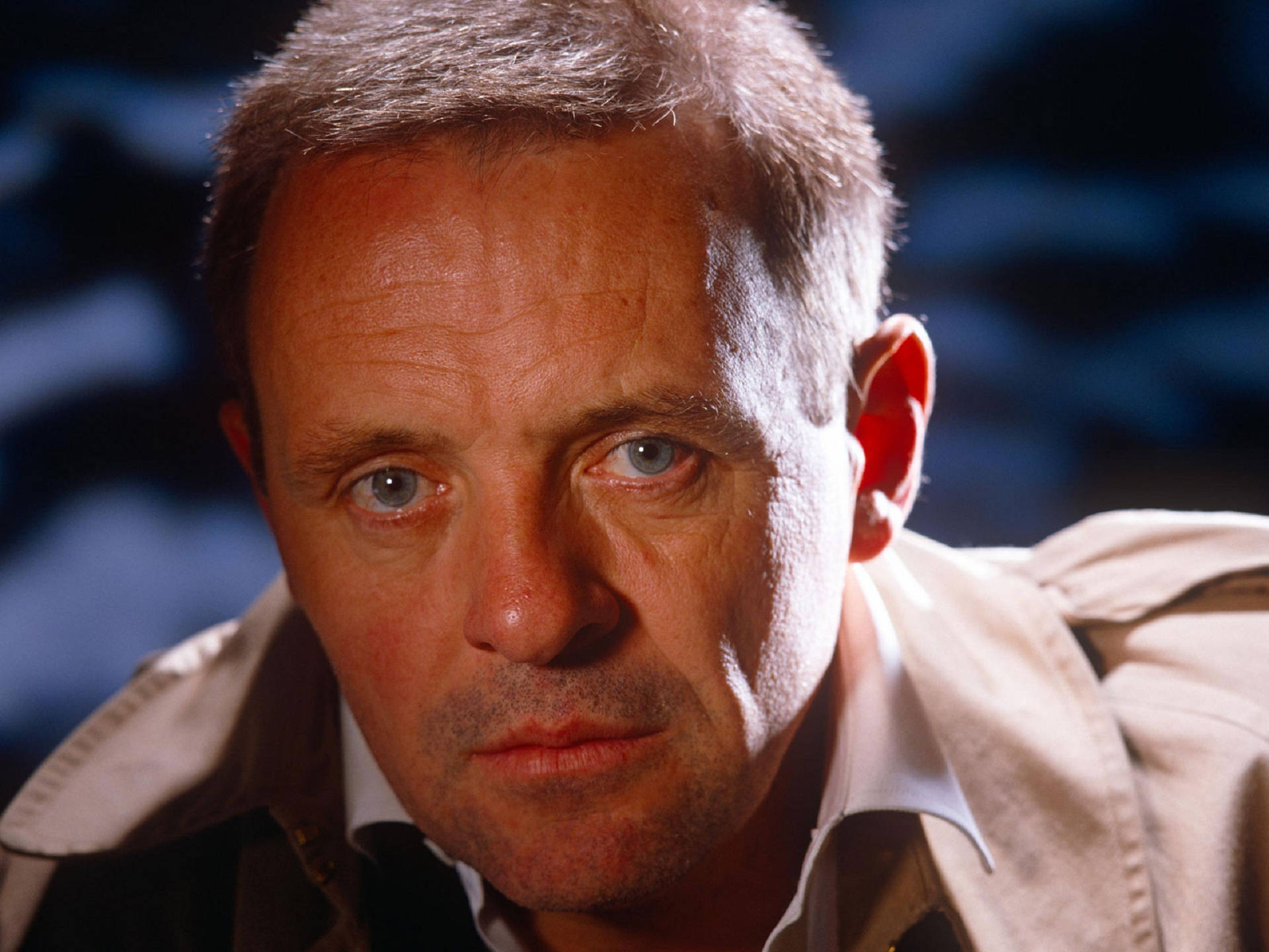 Anthony Hopkins, intense blue eyes, short hair, Full HD Desktop Wallpaper