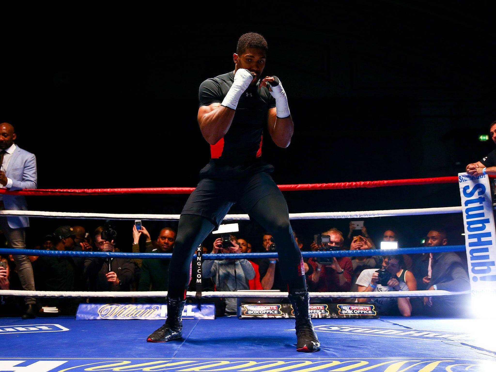 Anthony Joshua, black shirt, fists, Full HD Desktop Wallpaper