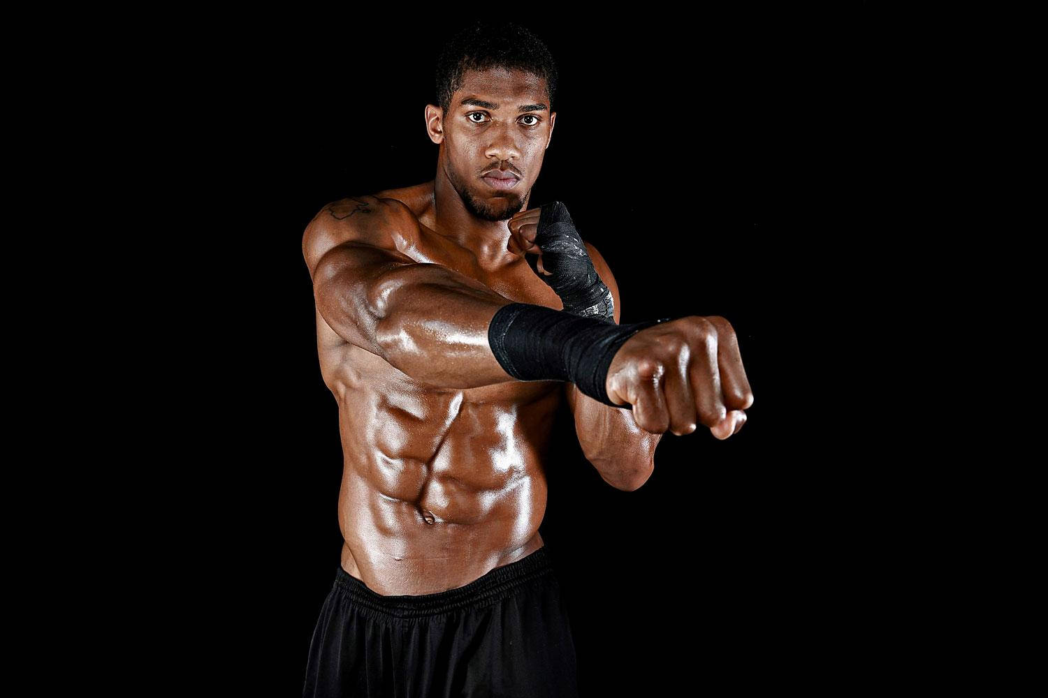 Anthony Joshua, right fist forward, black shorts, HD Desktop Wallpaper