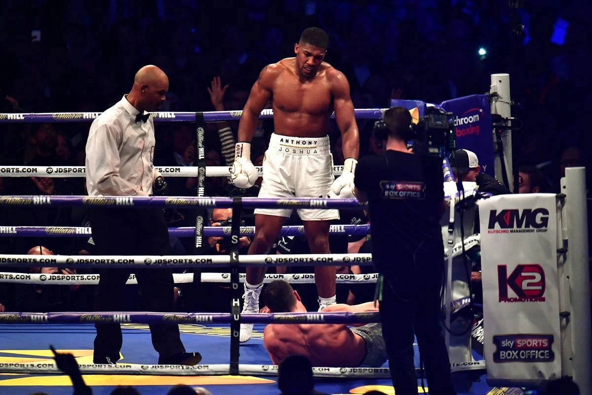 Anthony Joshua, ring, arena lights, SD Desktop Wallpaper