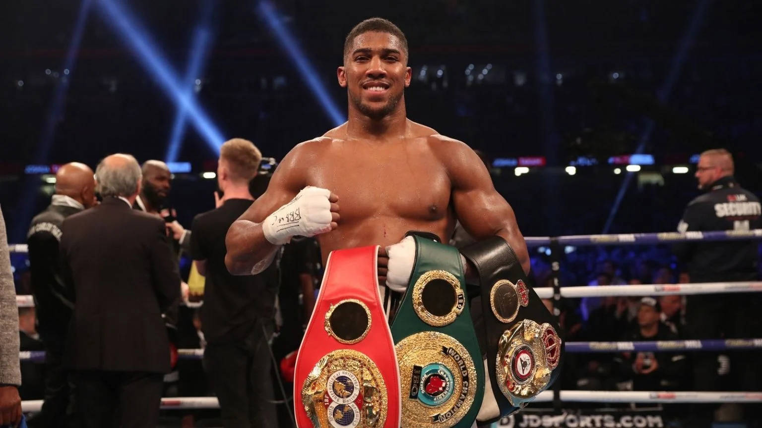 Anthony Joshua, three belts, ring, HD Desktop Wallpaper