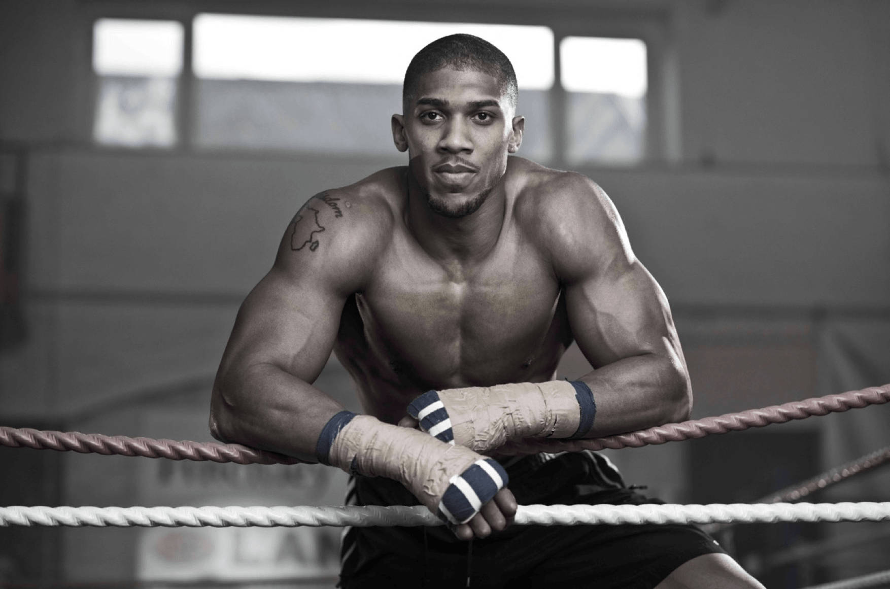 Anthony Joshua, ring ropes, gritty gym, HD Desktop Wallpaper