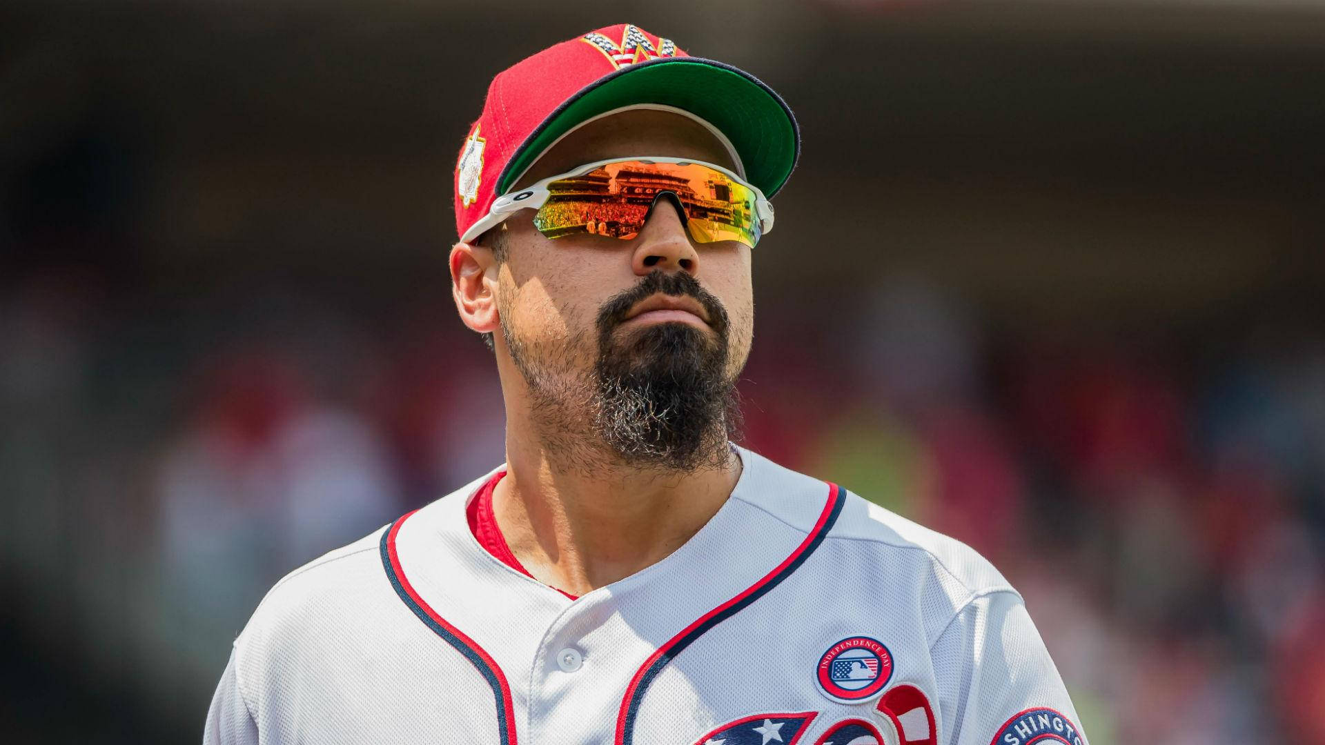 Anthony Rendon, white uniform, red cap, Full HD Desktop Wallpaper
