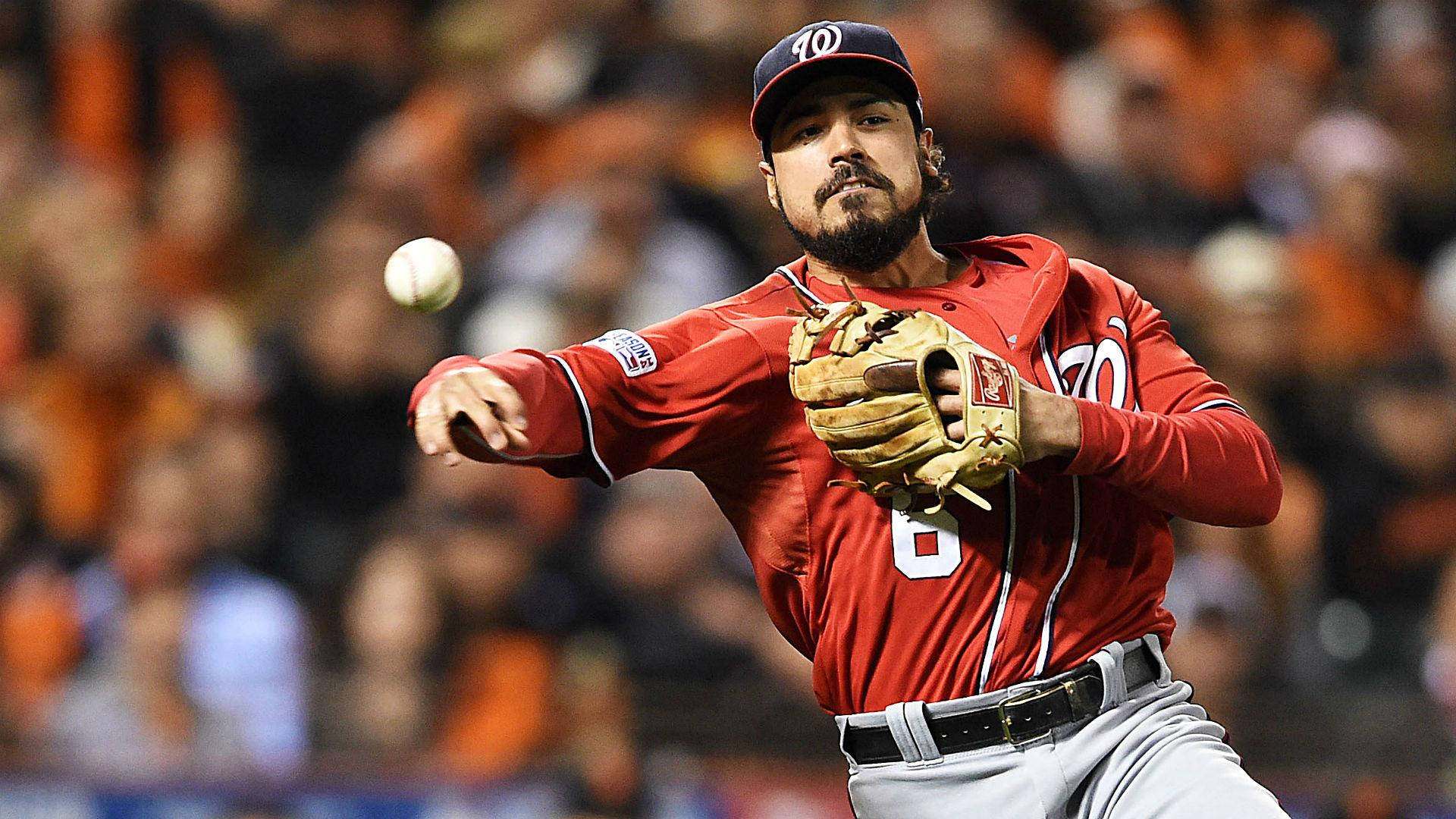Anthony Rendon, red uniform, baseball pitcher, Full HD Desktop Wallpaper
