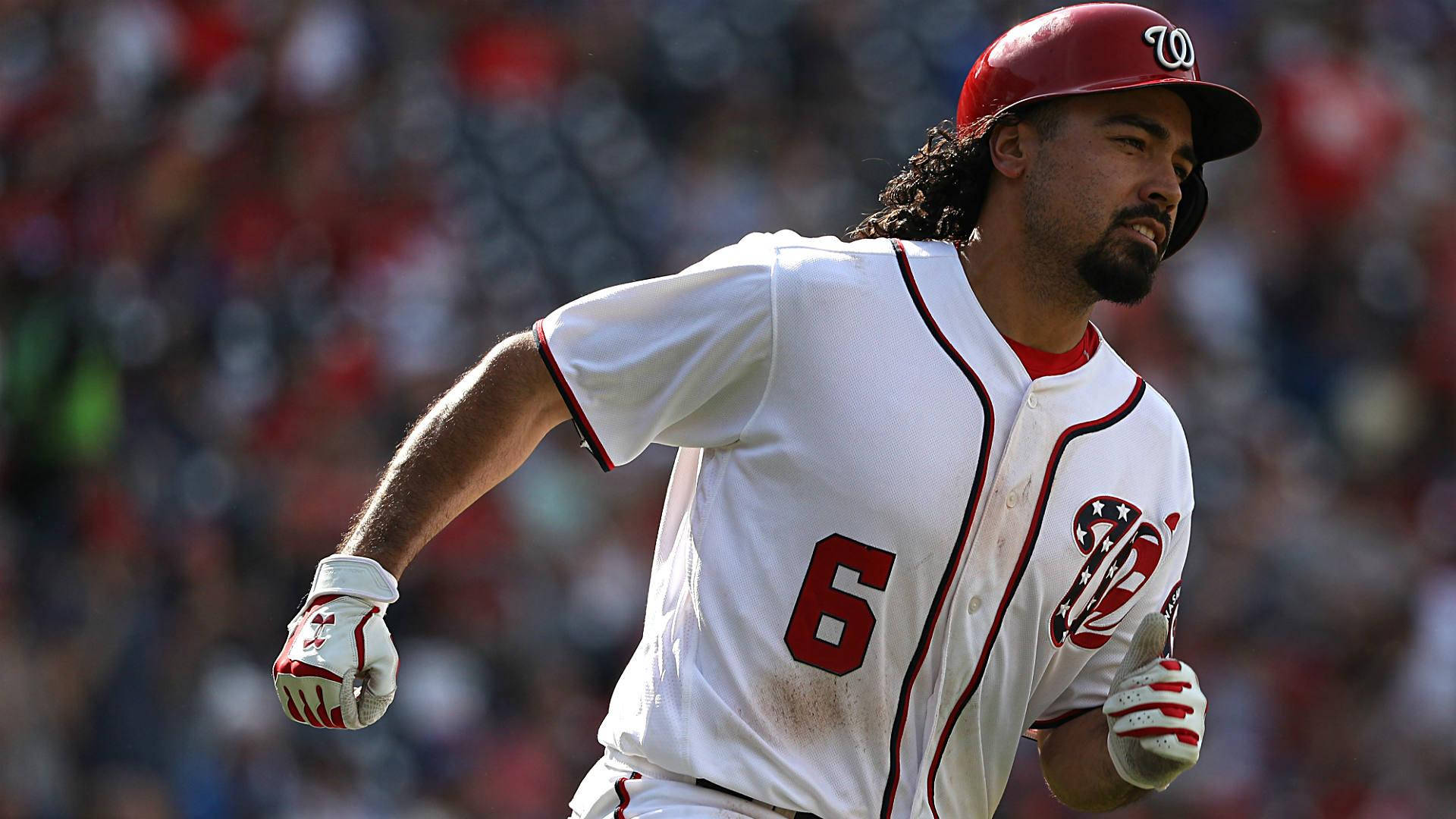 Anthony Rendon, white uniform, red number six, Full HD Desktop Wallpaper